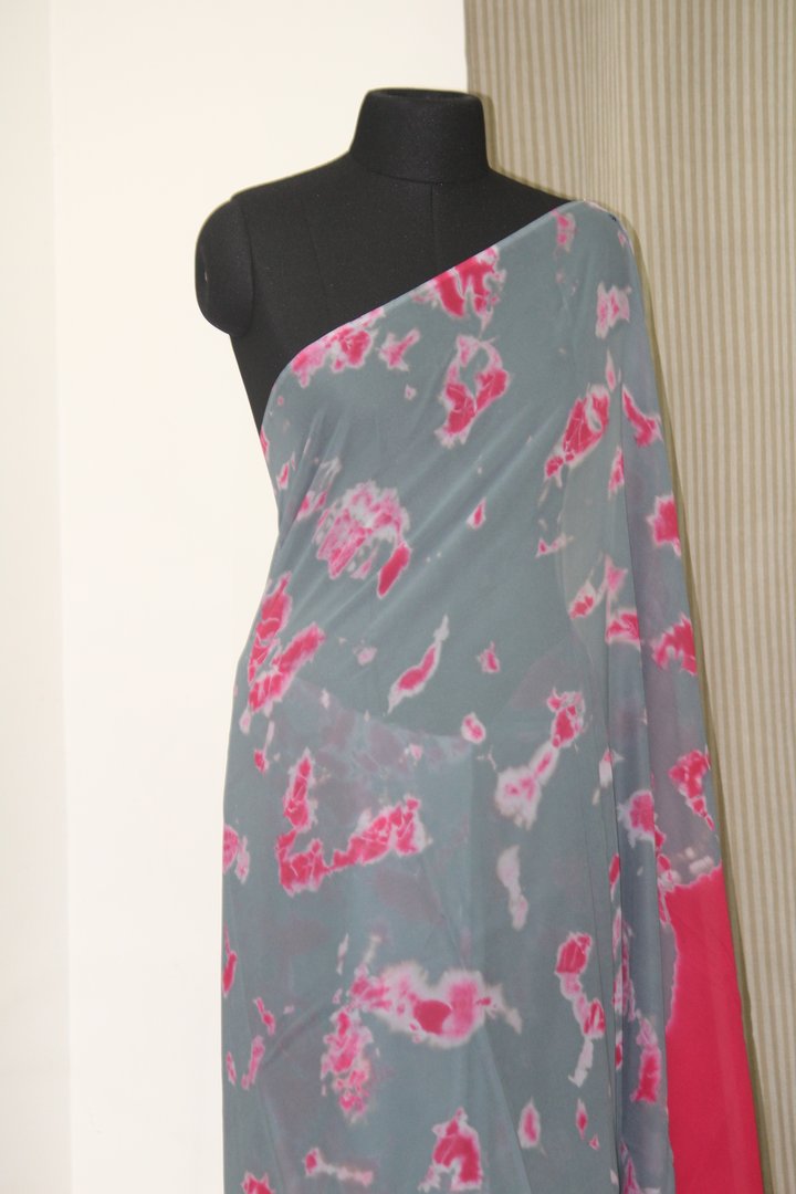 Shibori tie and dye pure georgette saree