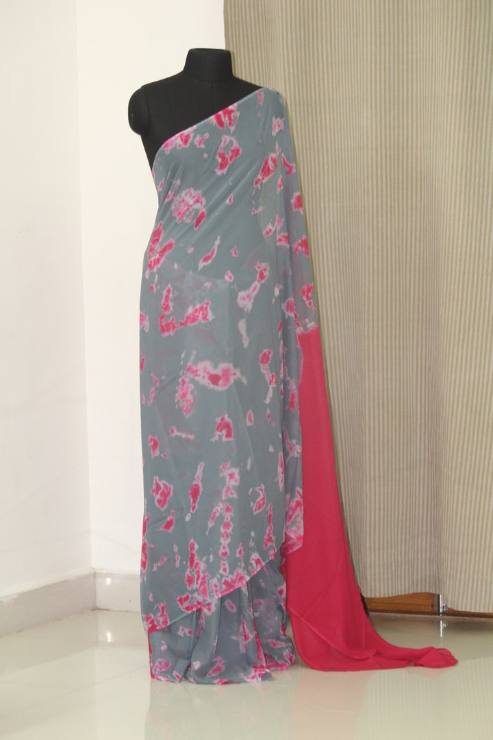 Shibori tie and dye pure georgette saree