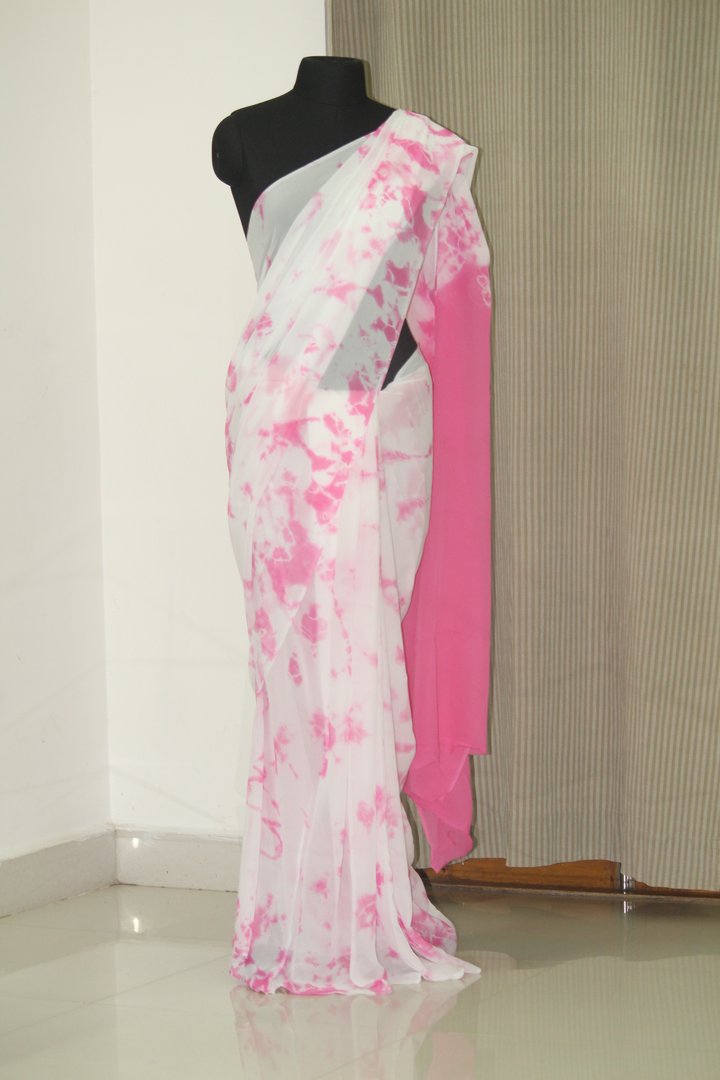 Shibori tie and dye pure georgette saree