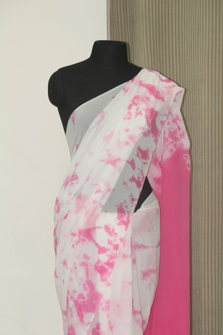Shibori tie and dye pure georgette saree