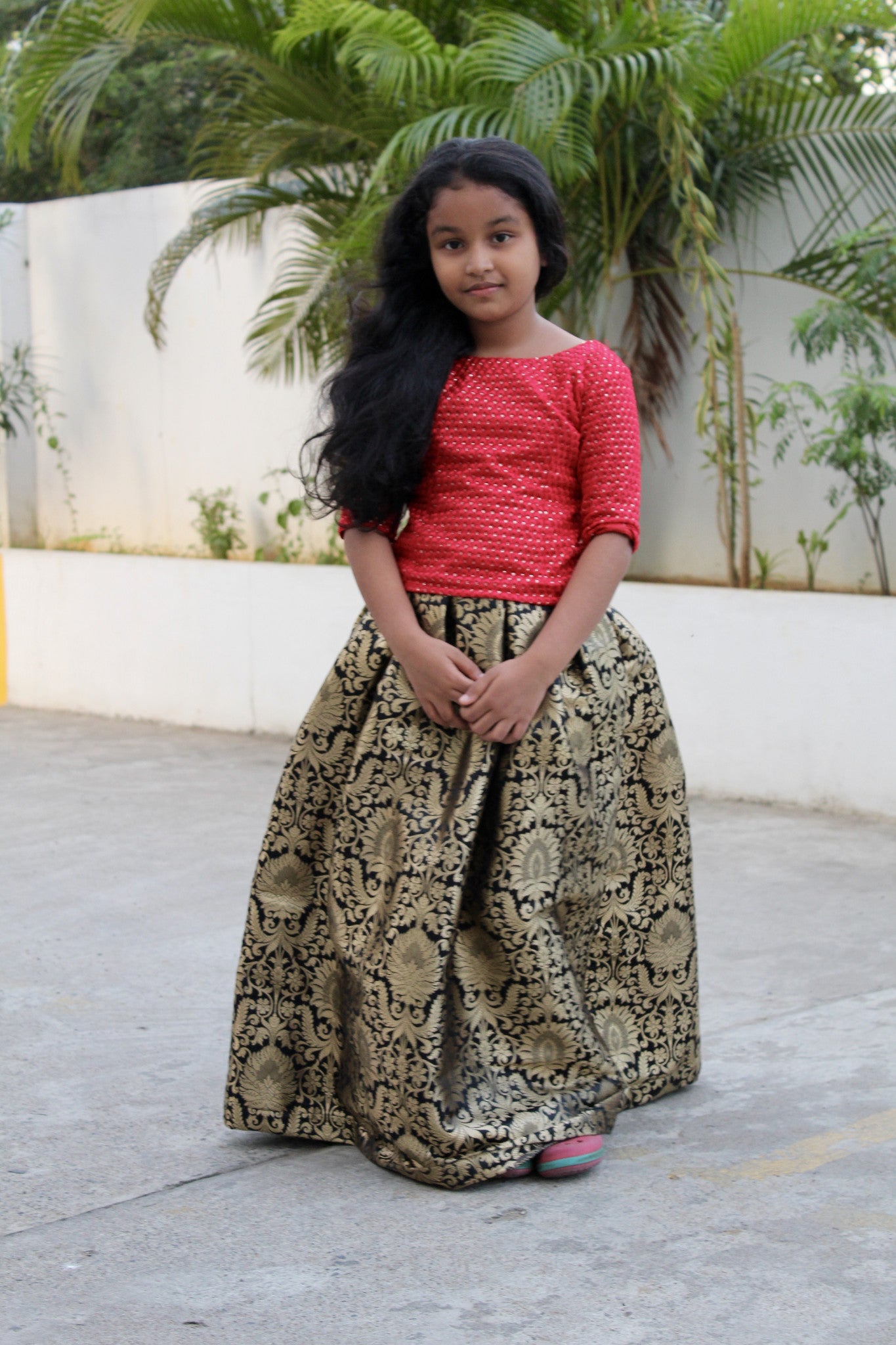 Banarasi skirt with crop top best sale