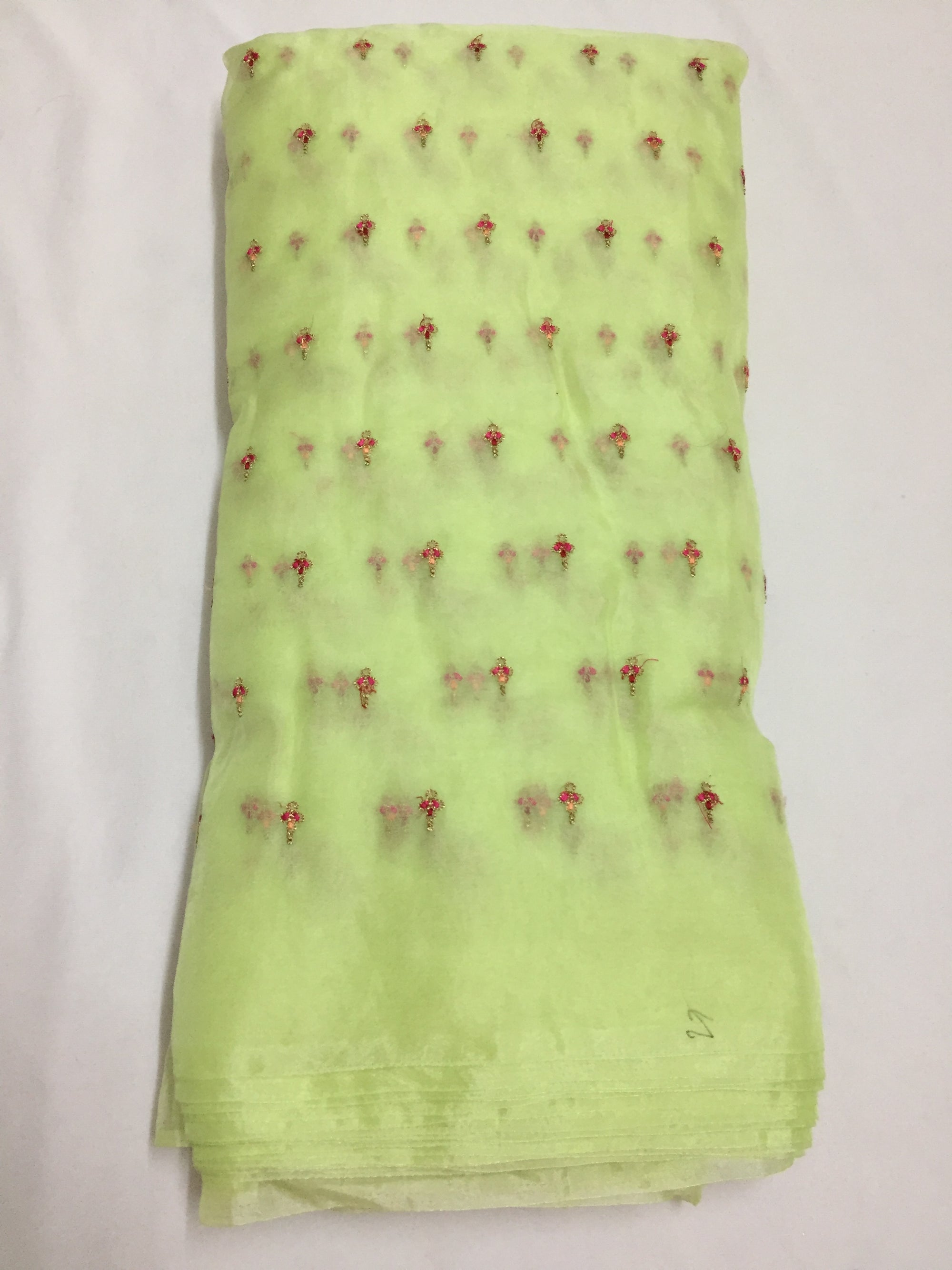 Embroidery on organza saree
