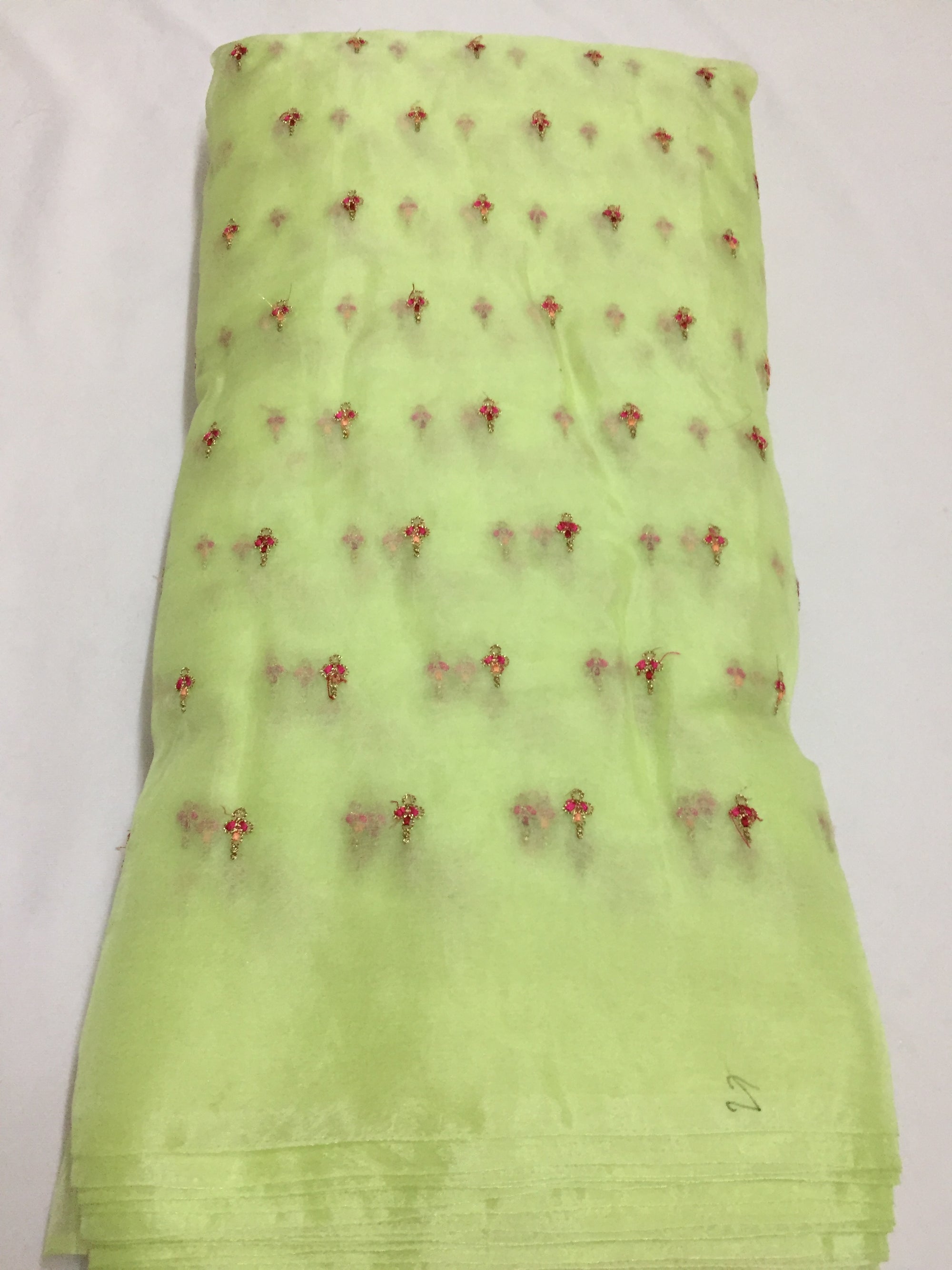 Embroidery on organza saree