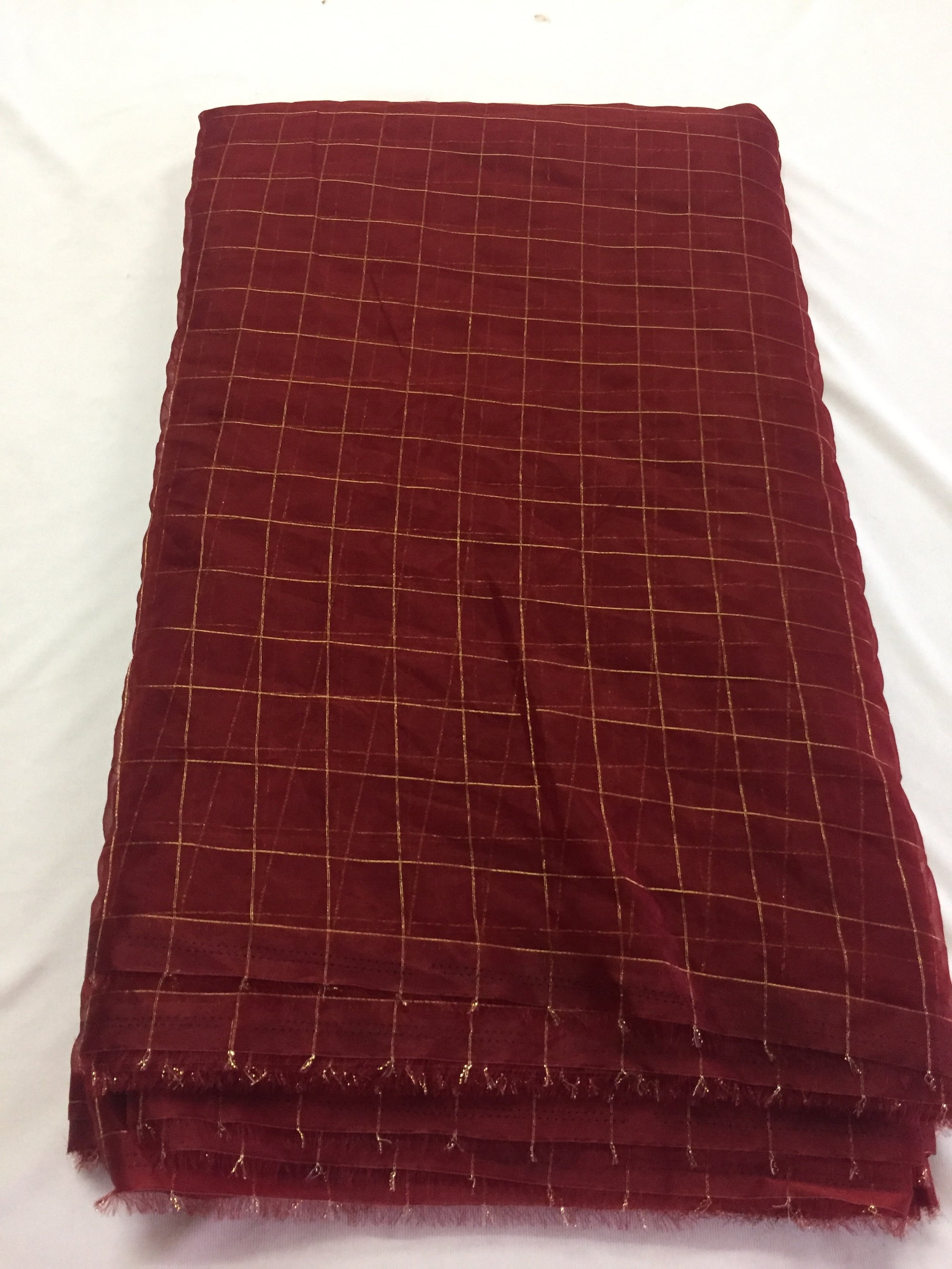 Zari checks organza fabric