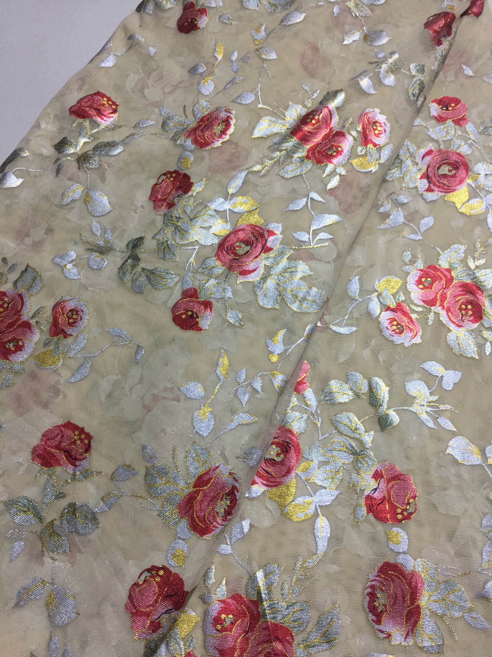 Printed lycra imported net fabric