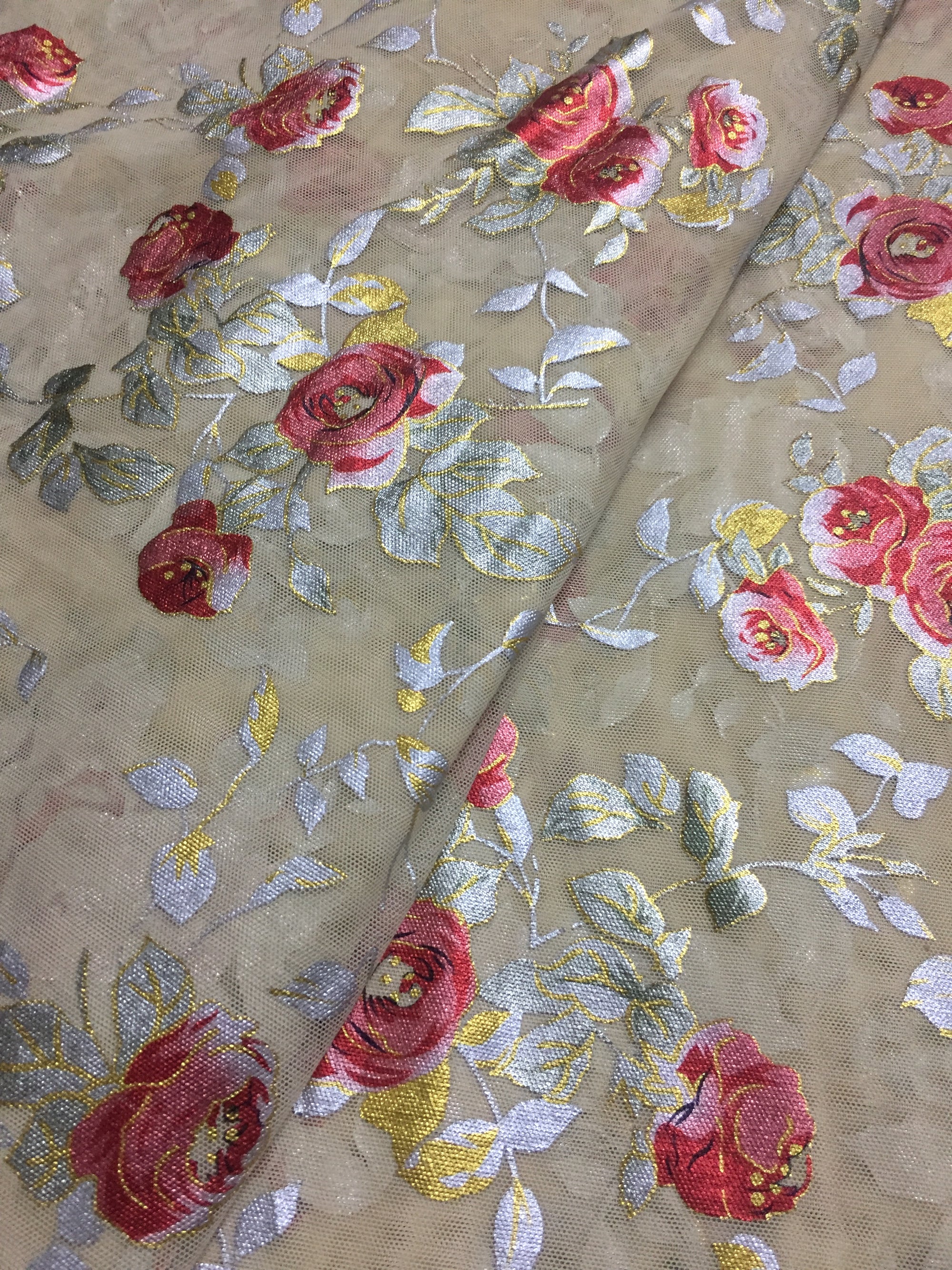 Printed lycra imported net fabric