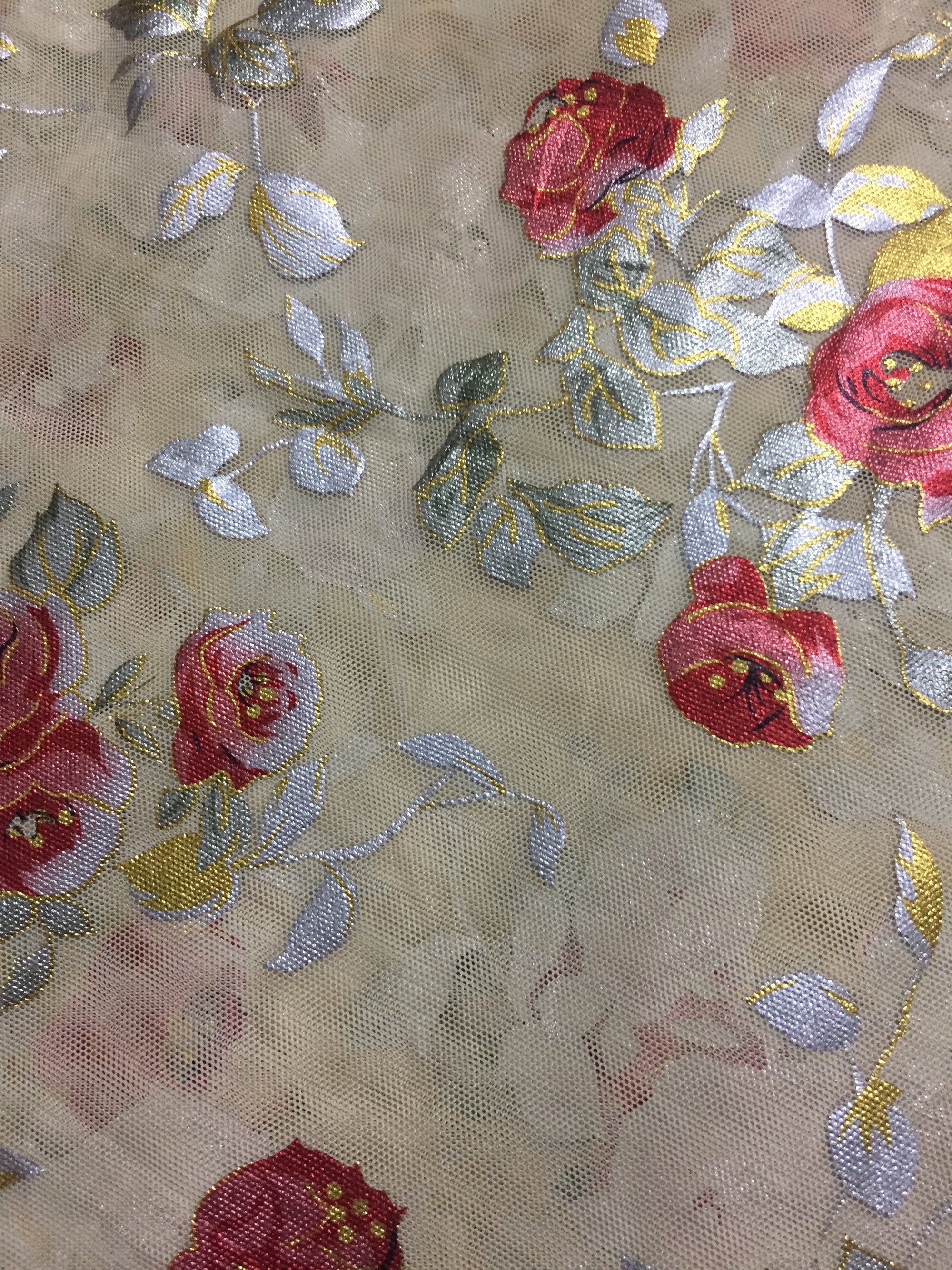 Printed lycra imported net fabric