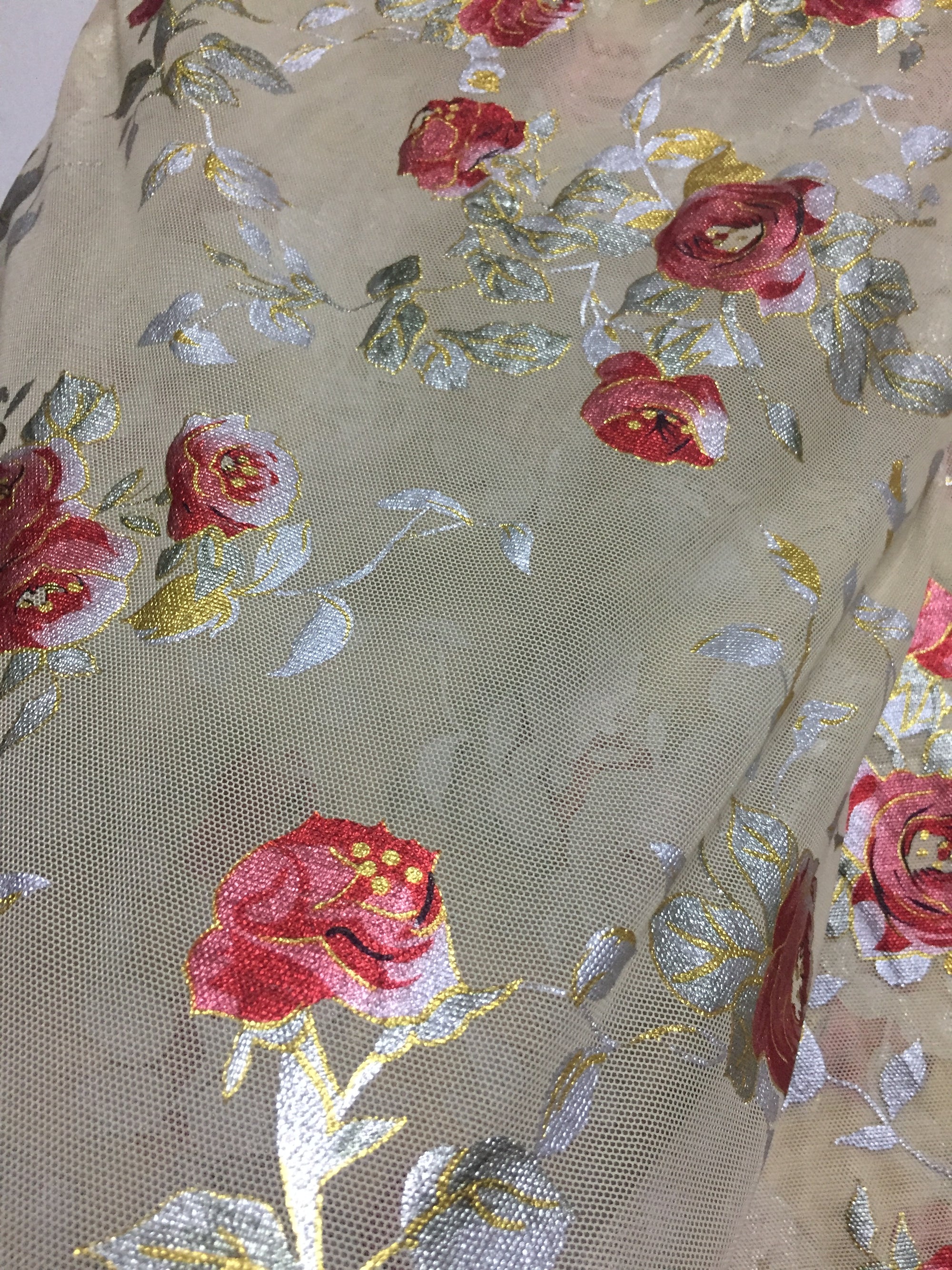 Printed lycra imported net fabric
