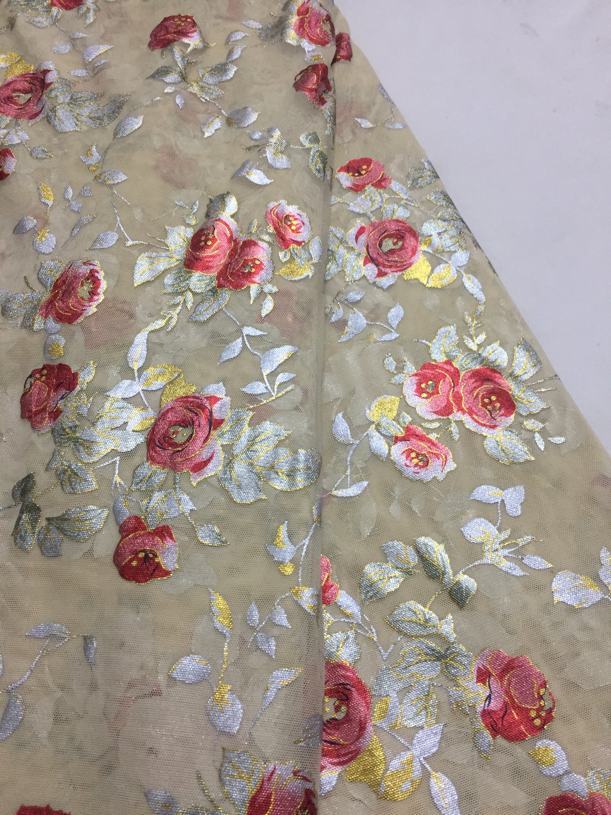 Printed lycra imported net fabric