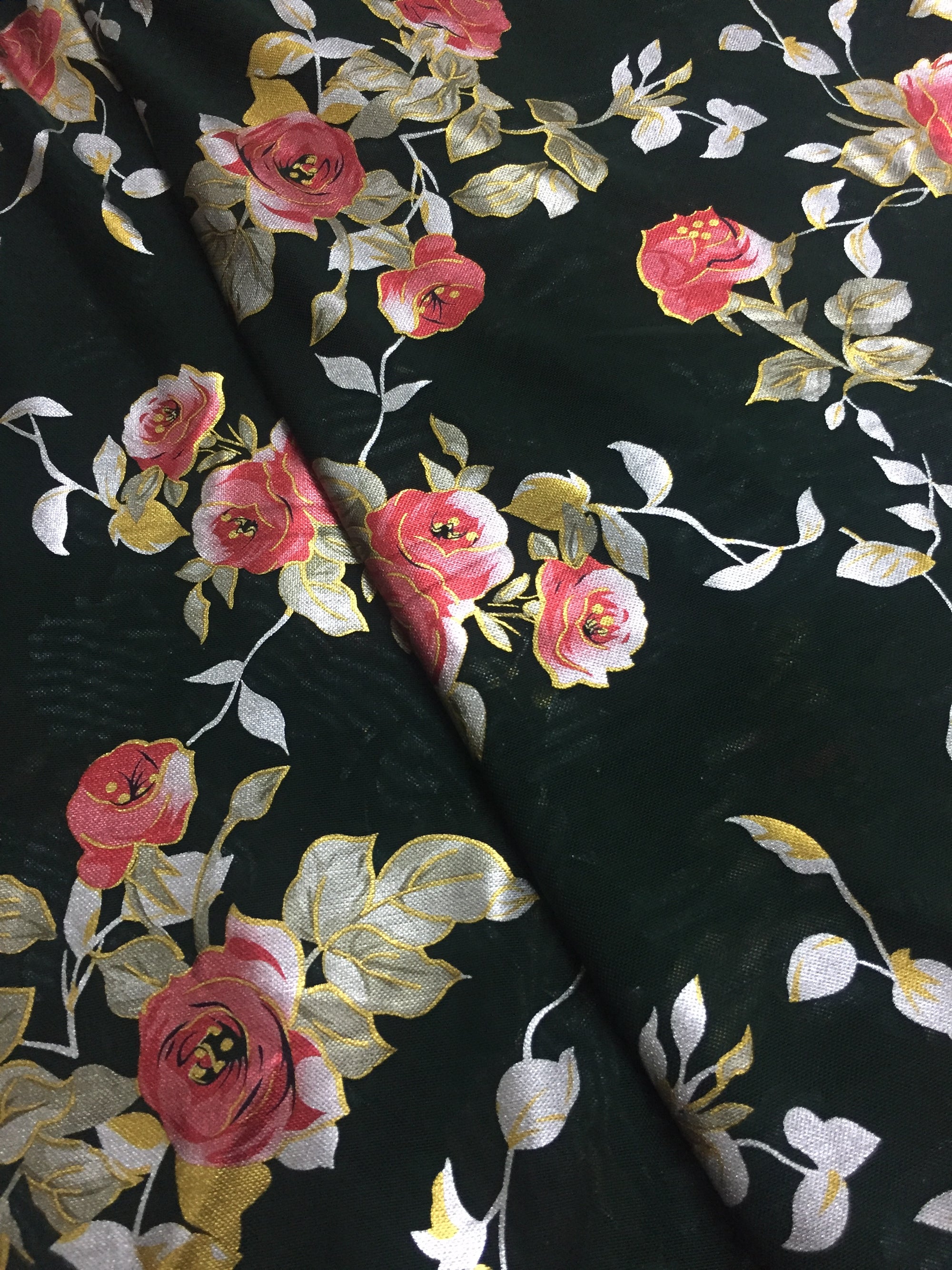 Printed lycra imported net fabric