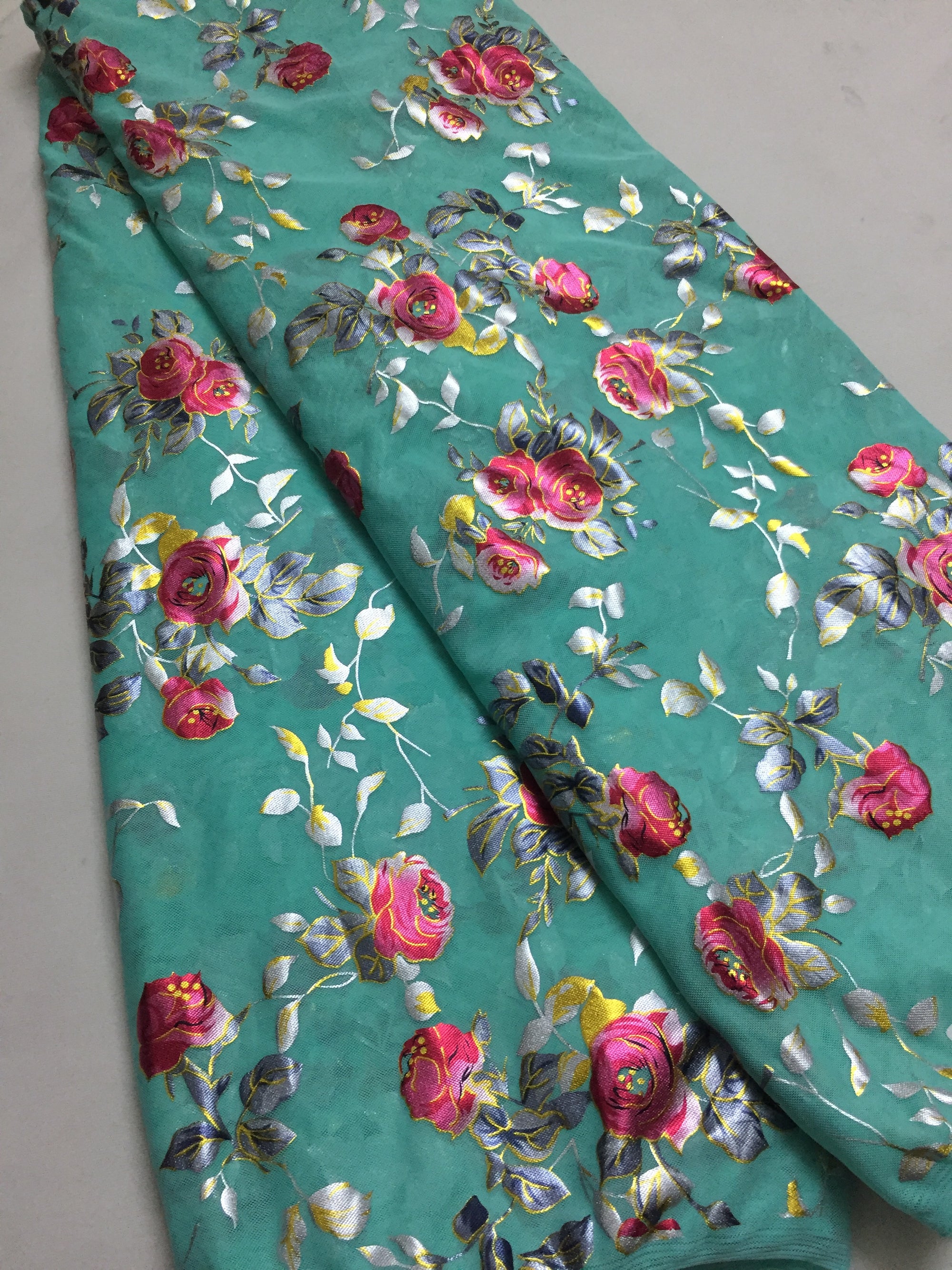 Printed lycra imported net fabric