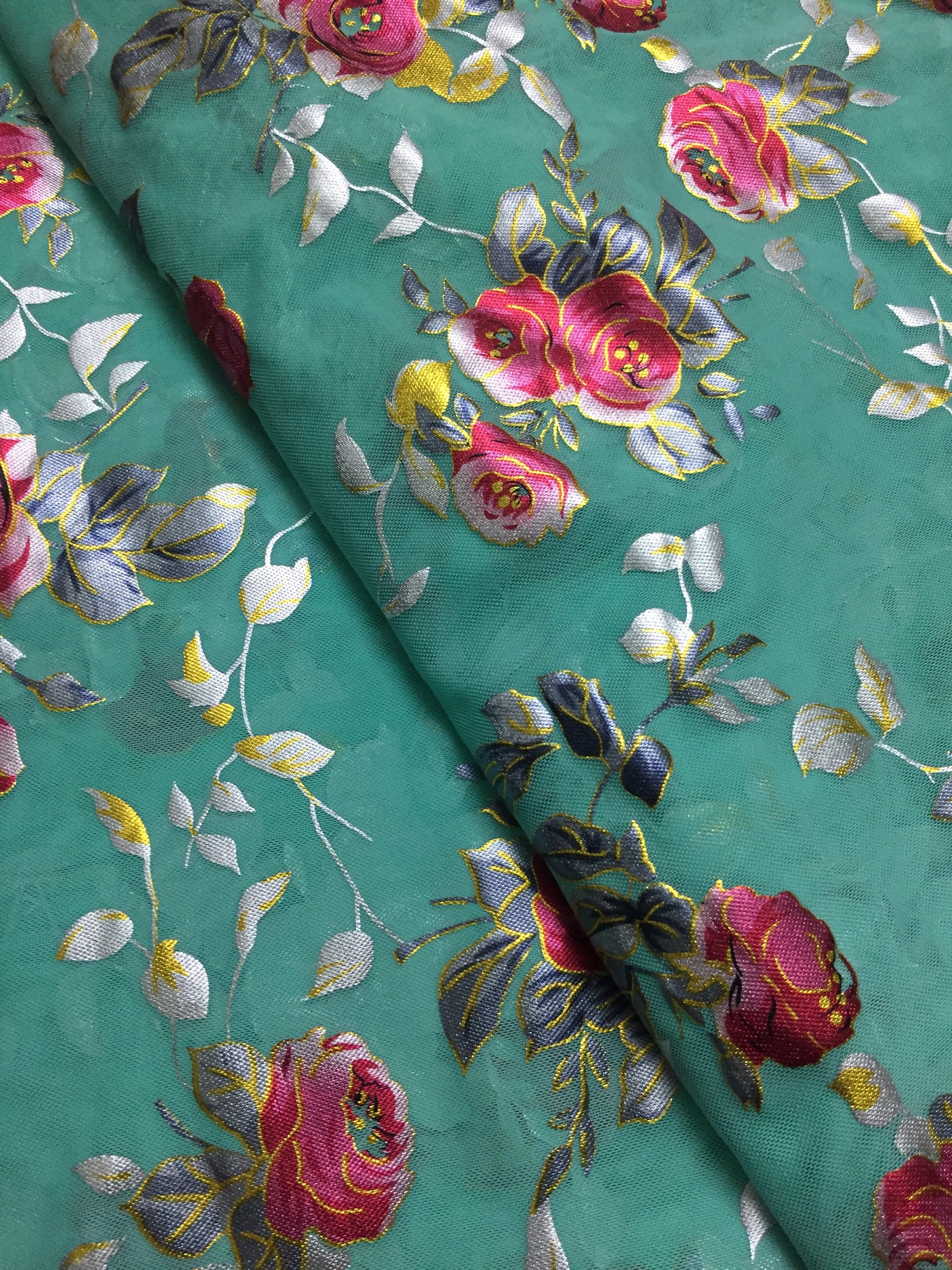 Printed lycra imported net fabric