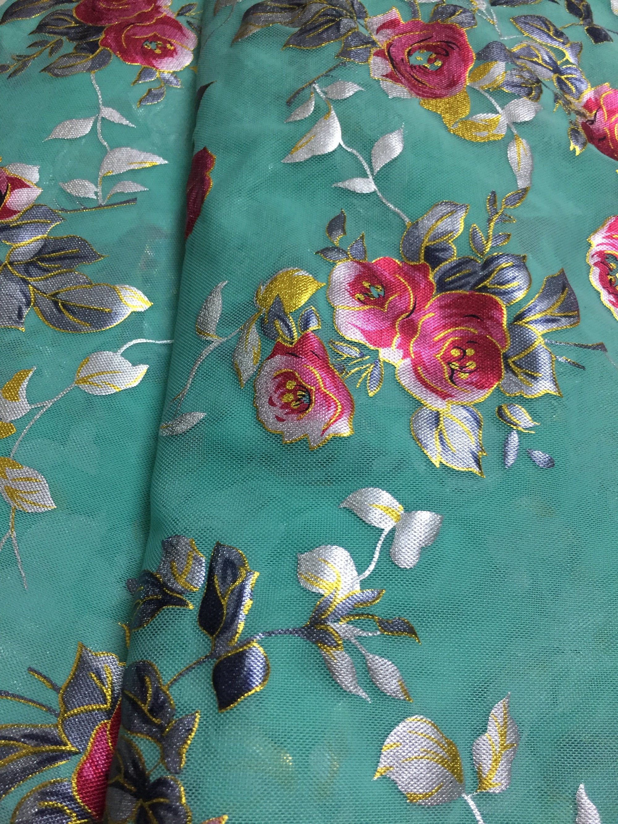 Printed lycra imported net fabric