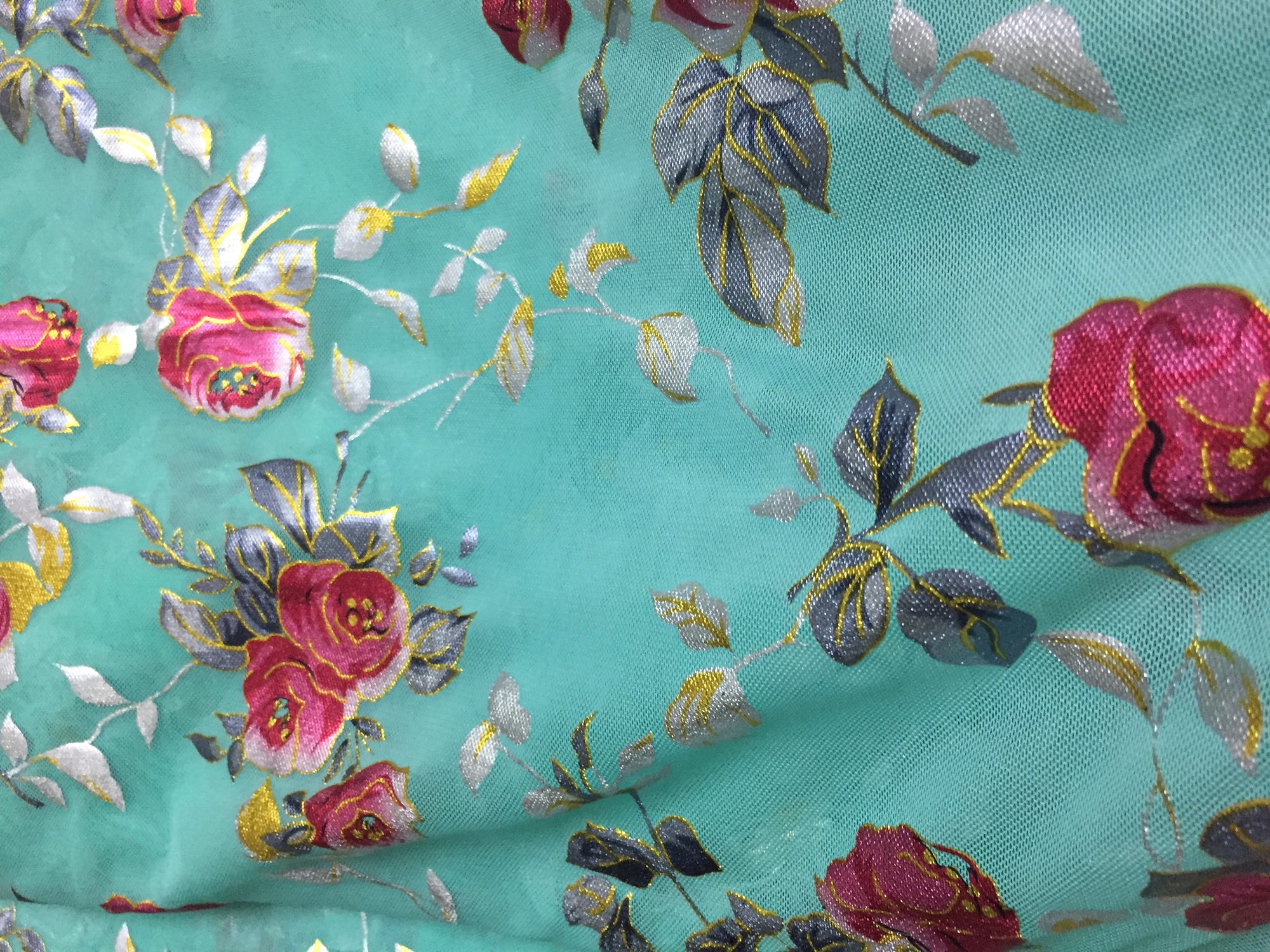 Printed lycra imported net fabric