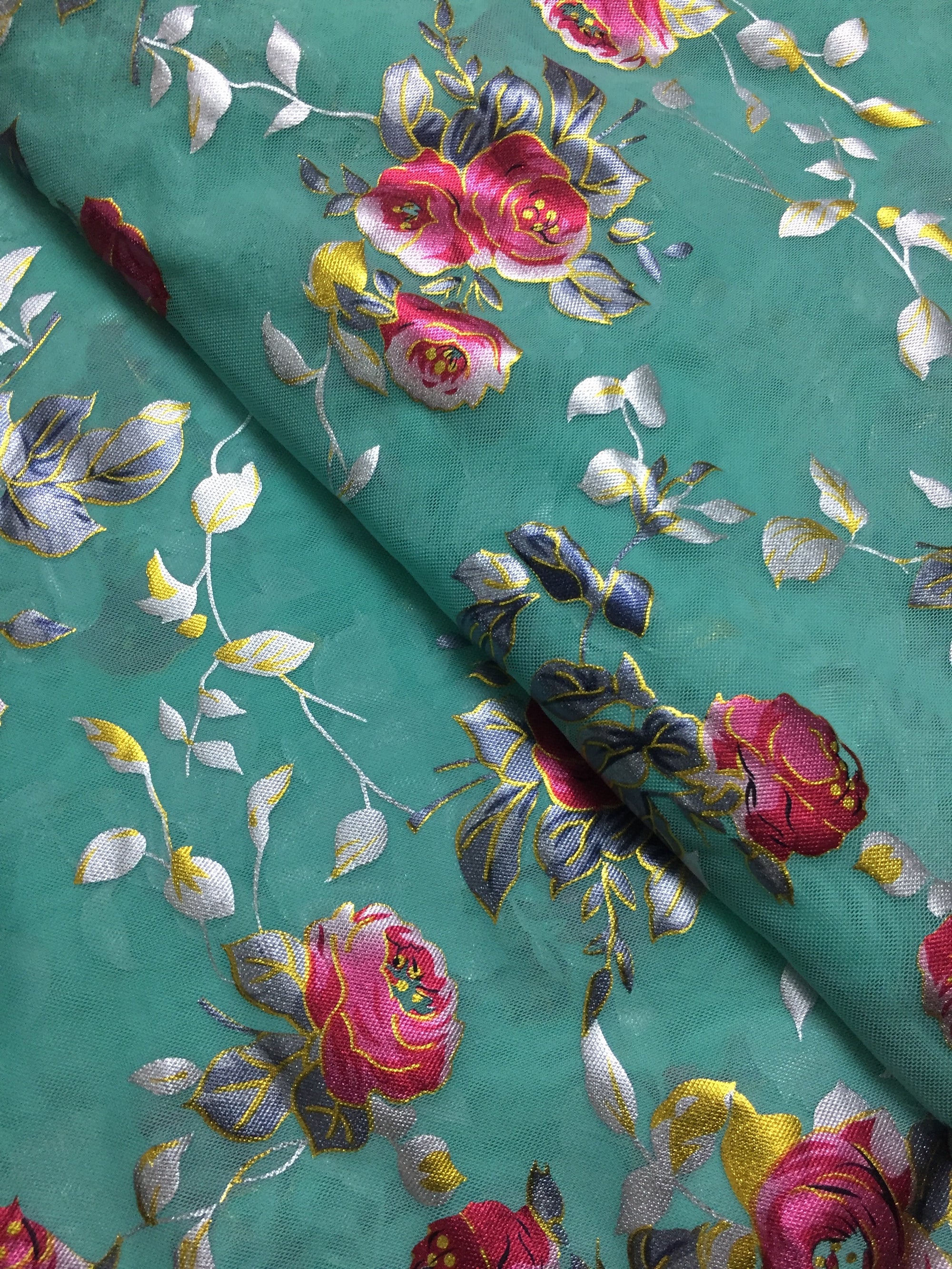 Printed lycra imported net fabric