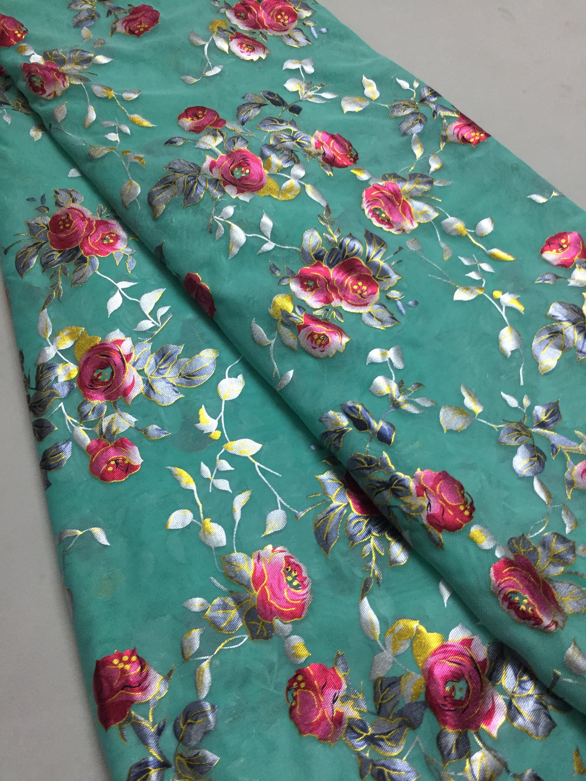 Printed lycra imported net fabric