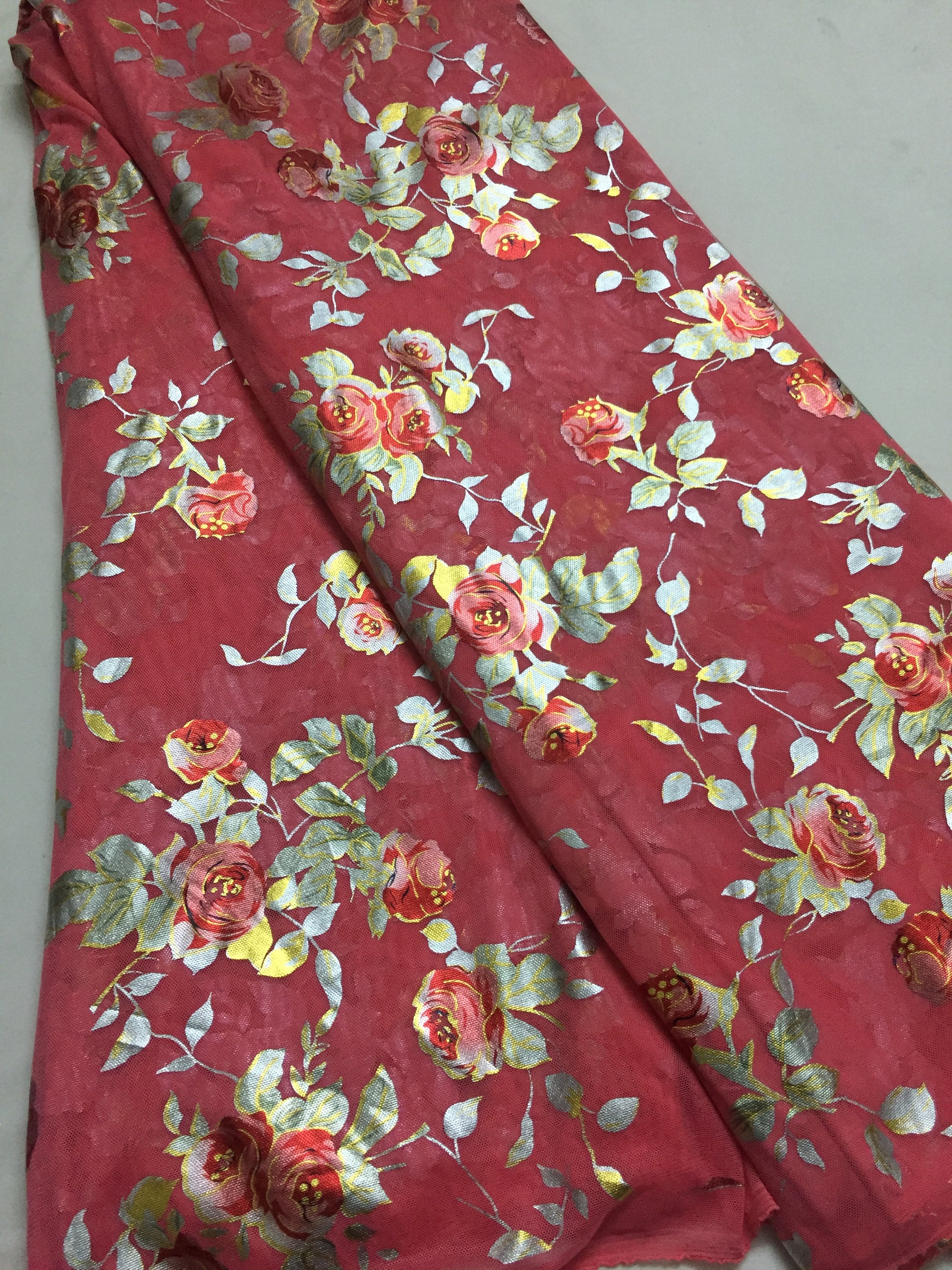 Printed lycra imported net fabric