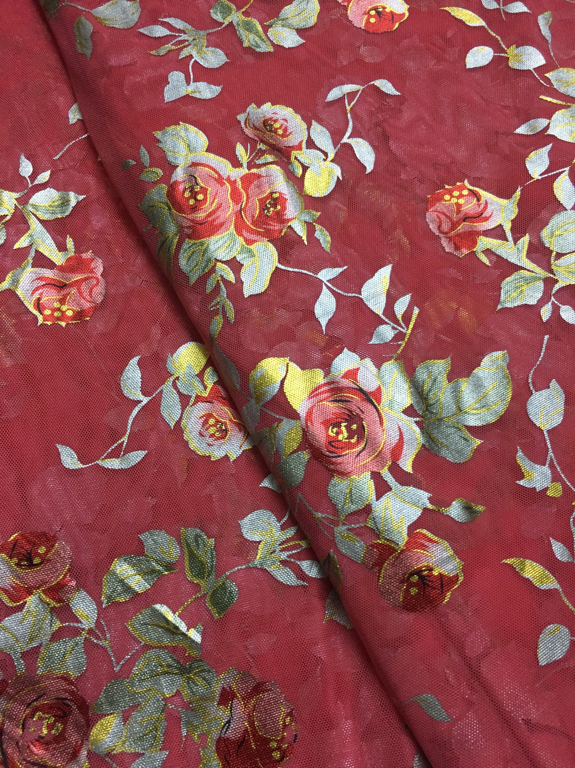 Printed lycra imported net fabric