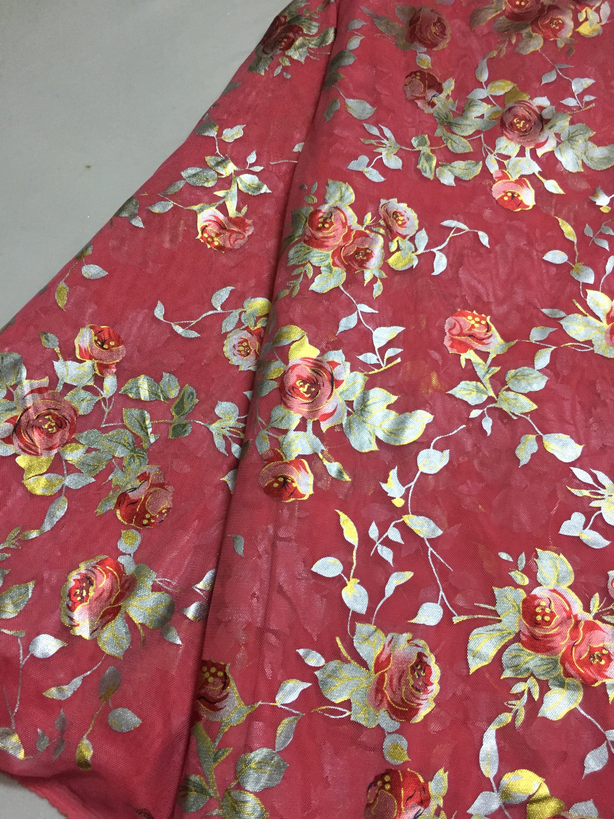 Printed lycra imported net fabric