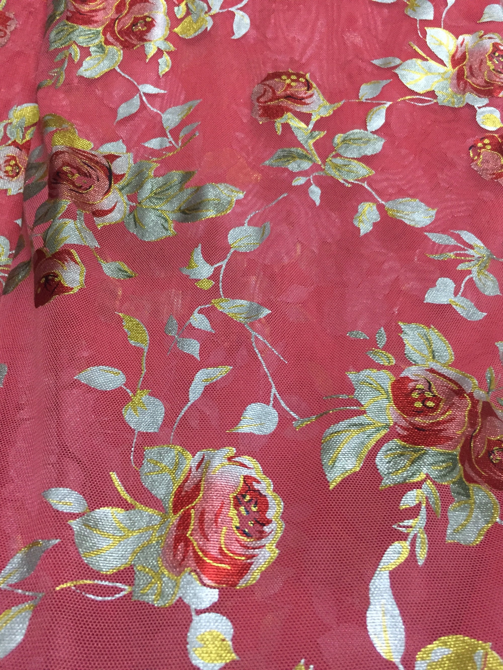Printed lycra imported net fabric