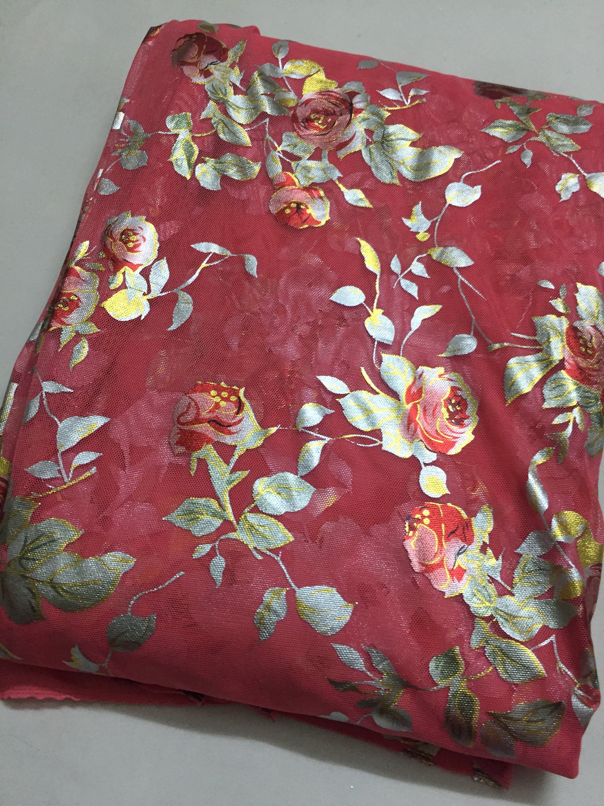 Printed lycra imported net fabric