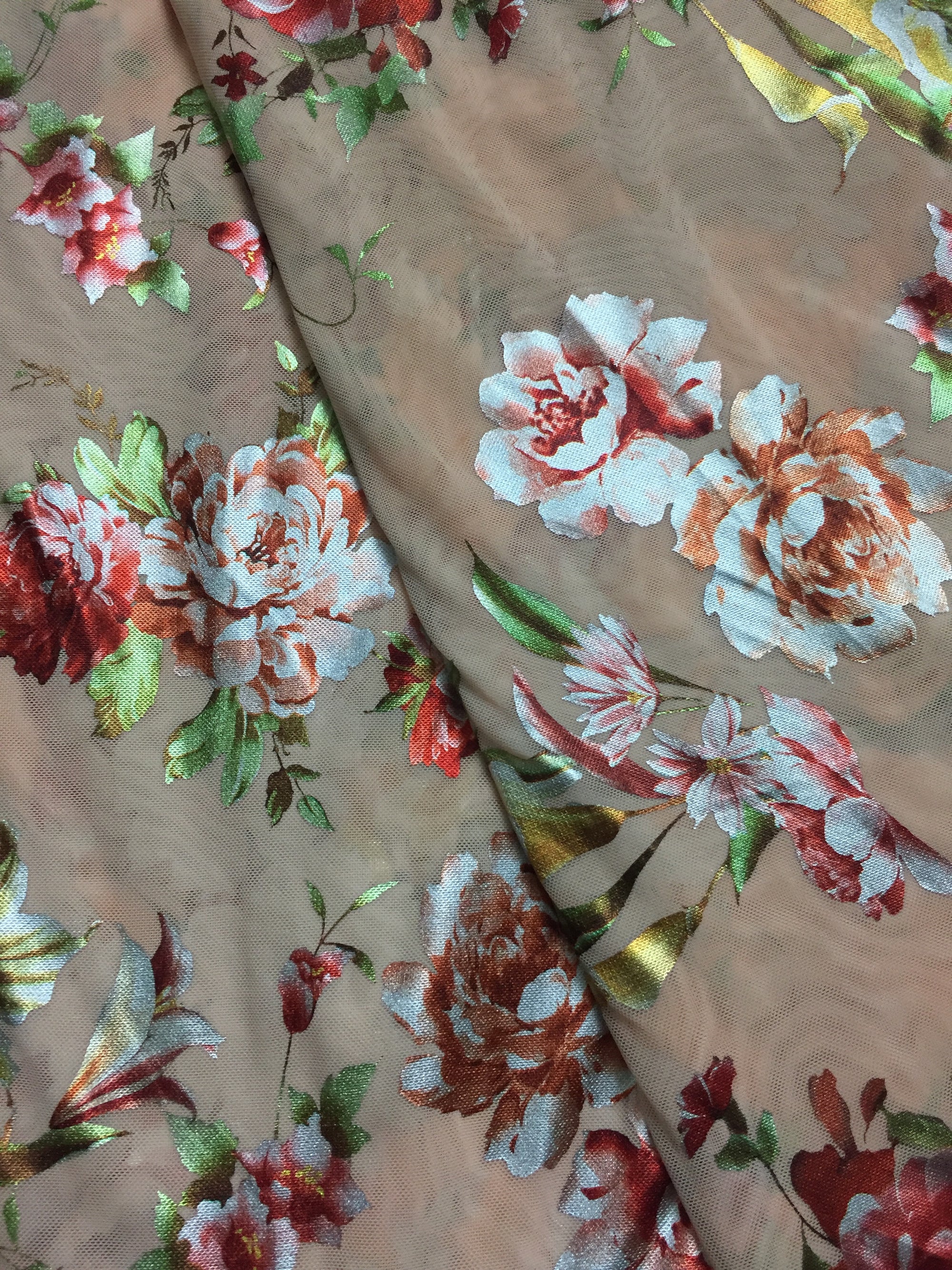 Printed lycra imported net fabric
