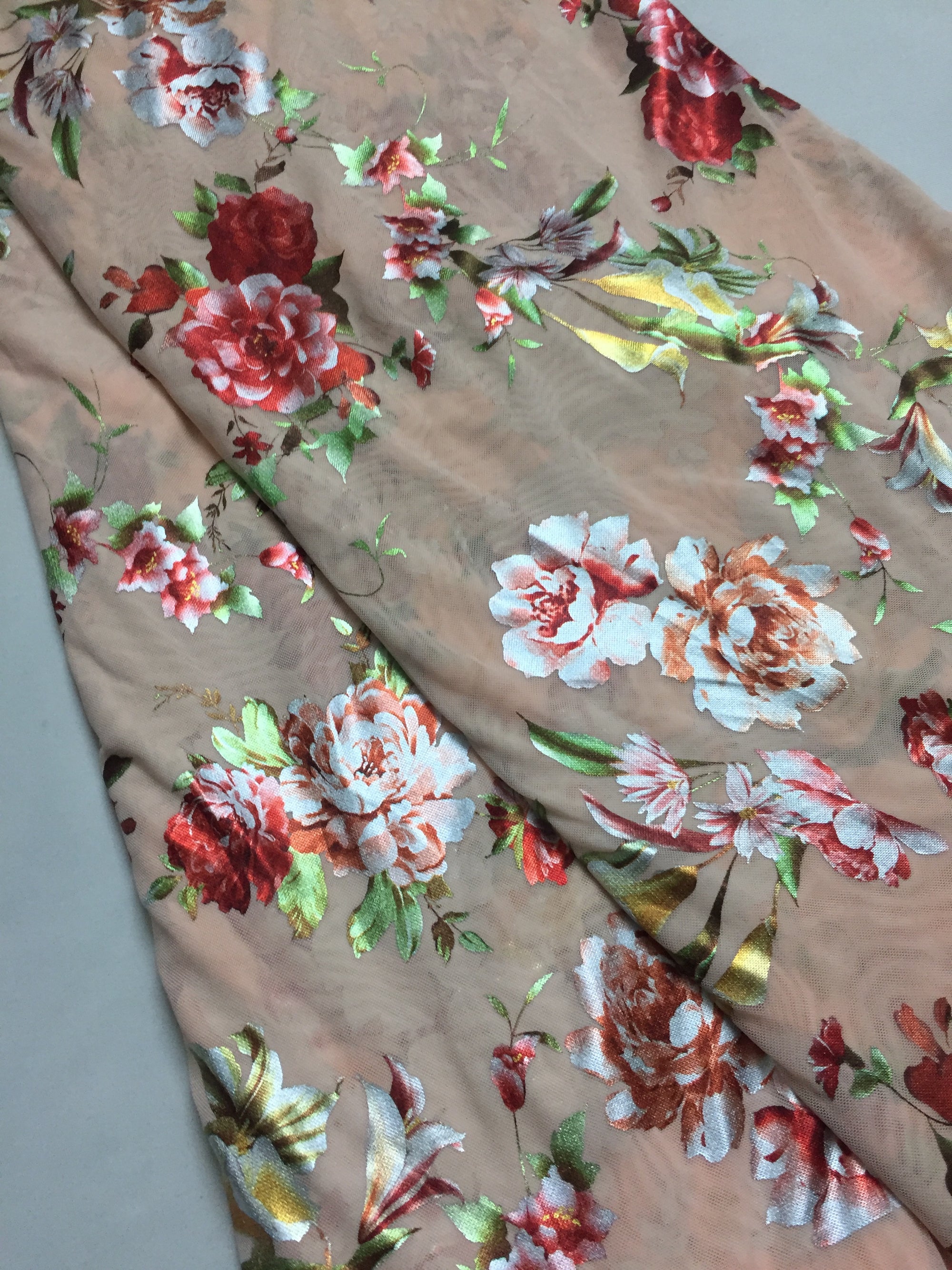 Printed lycra imported net fabric