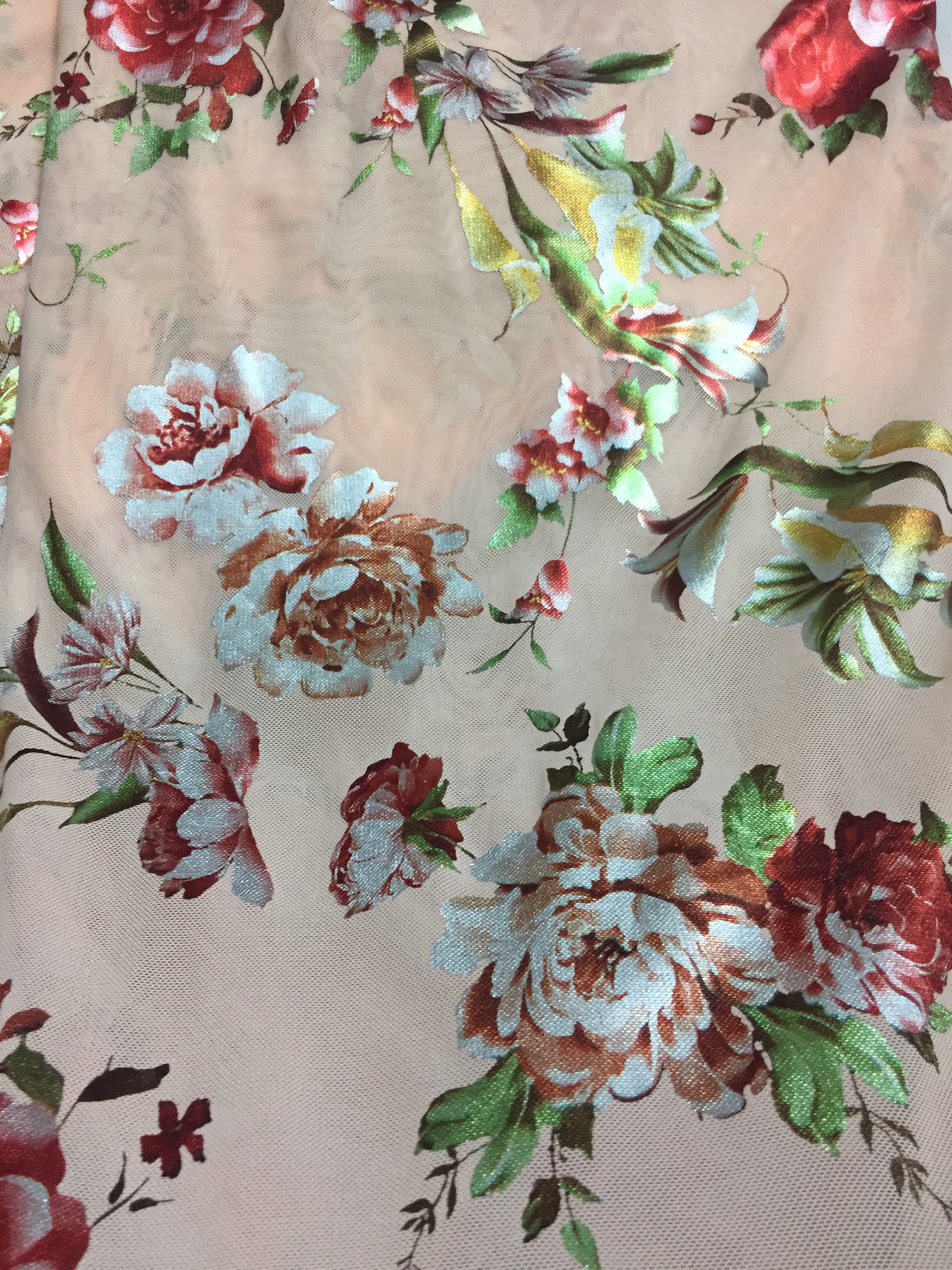 Printed lycra imported net fabric