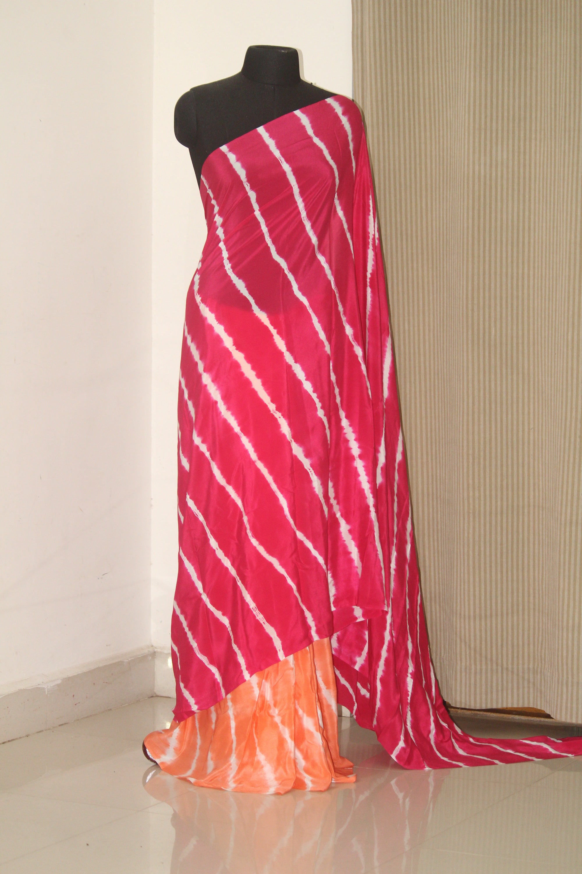 Leheriya pure silk crepe saree