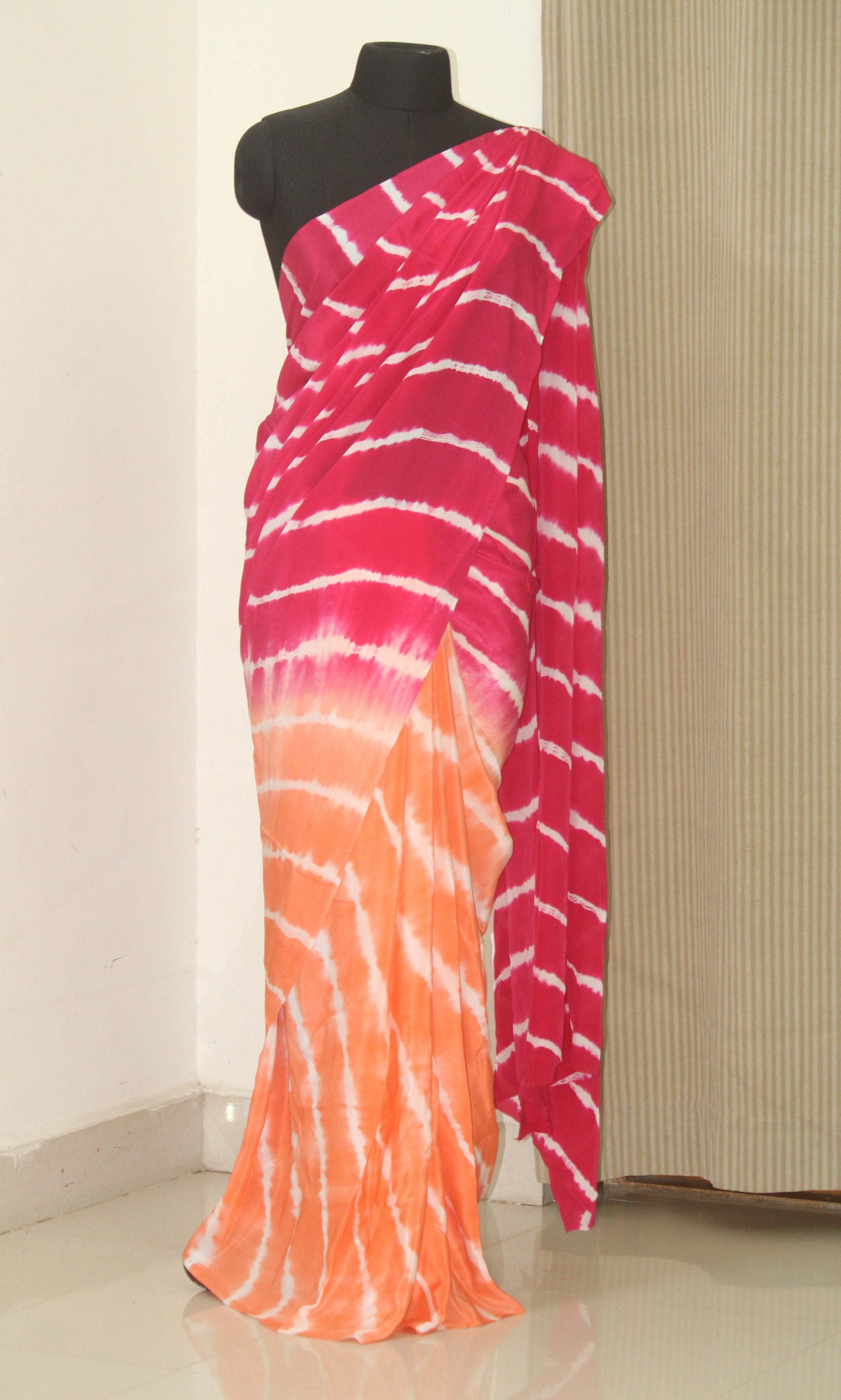 Leheriya pure silk crepe saree