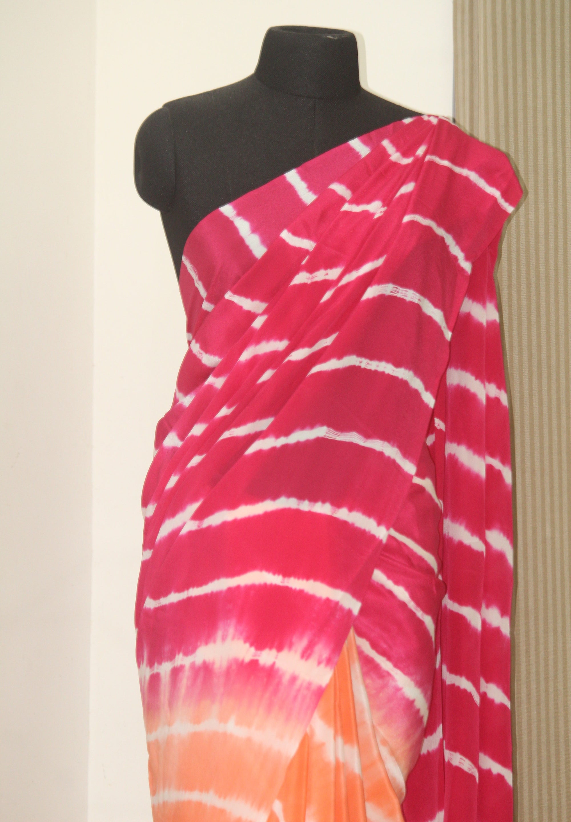 Leheriya pure silk crepe saree