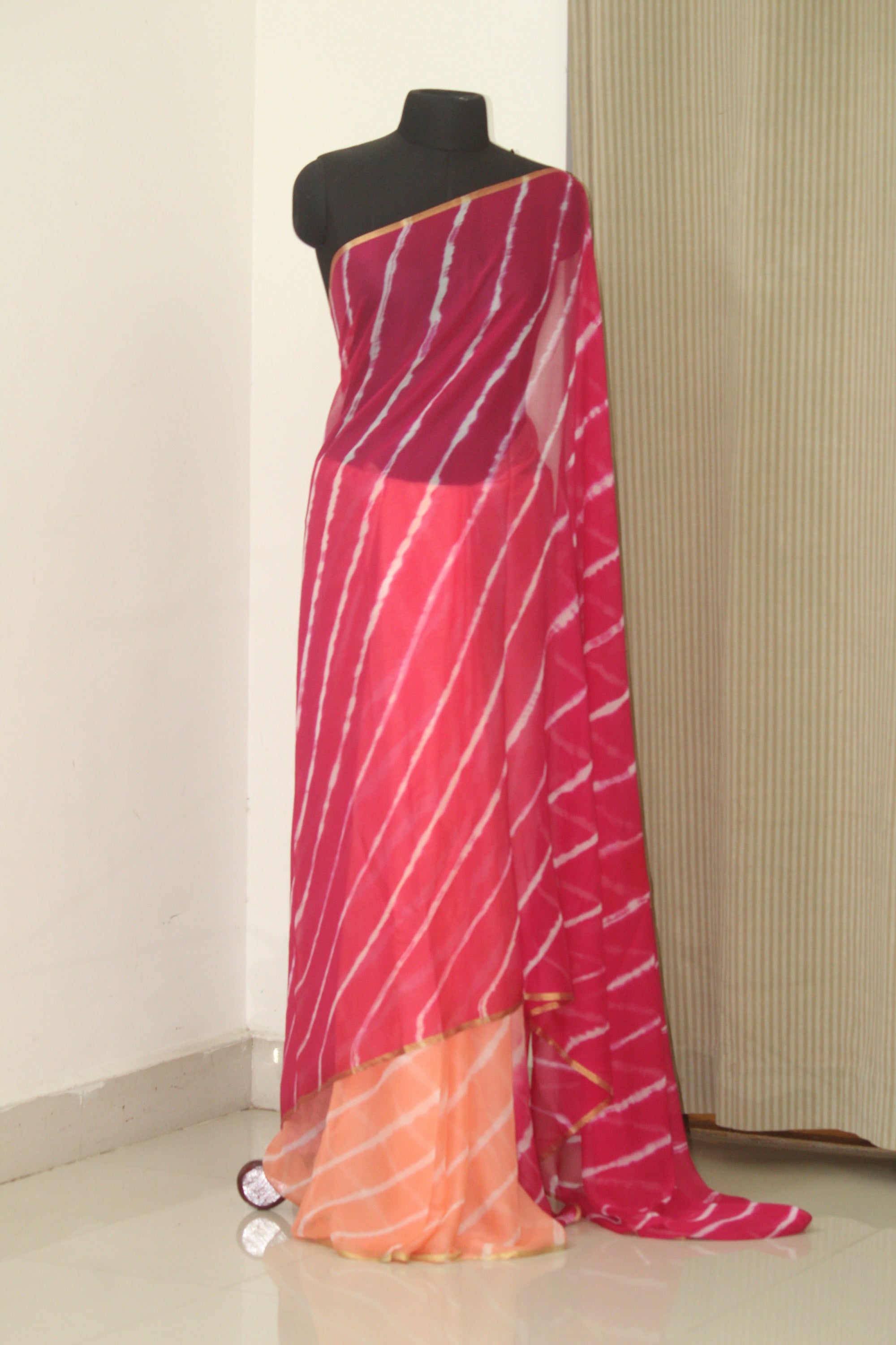 PURE CHIFFON LEHERIYA SAREE