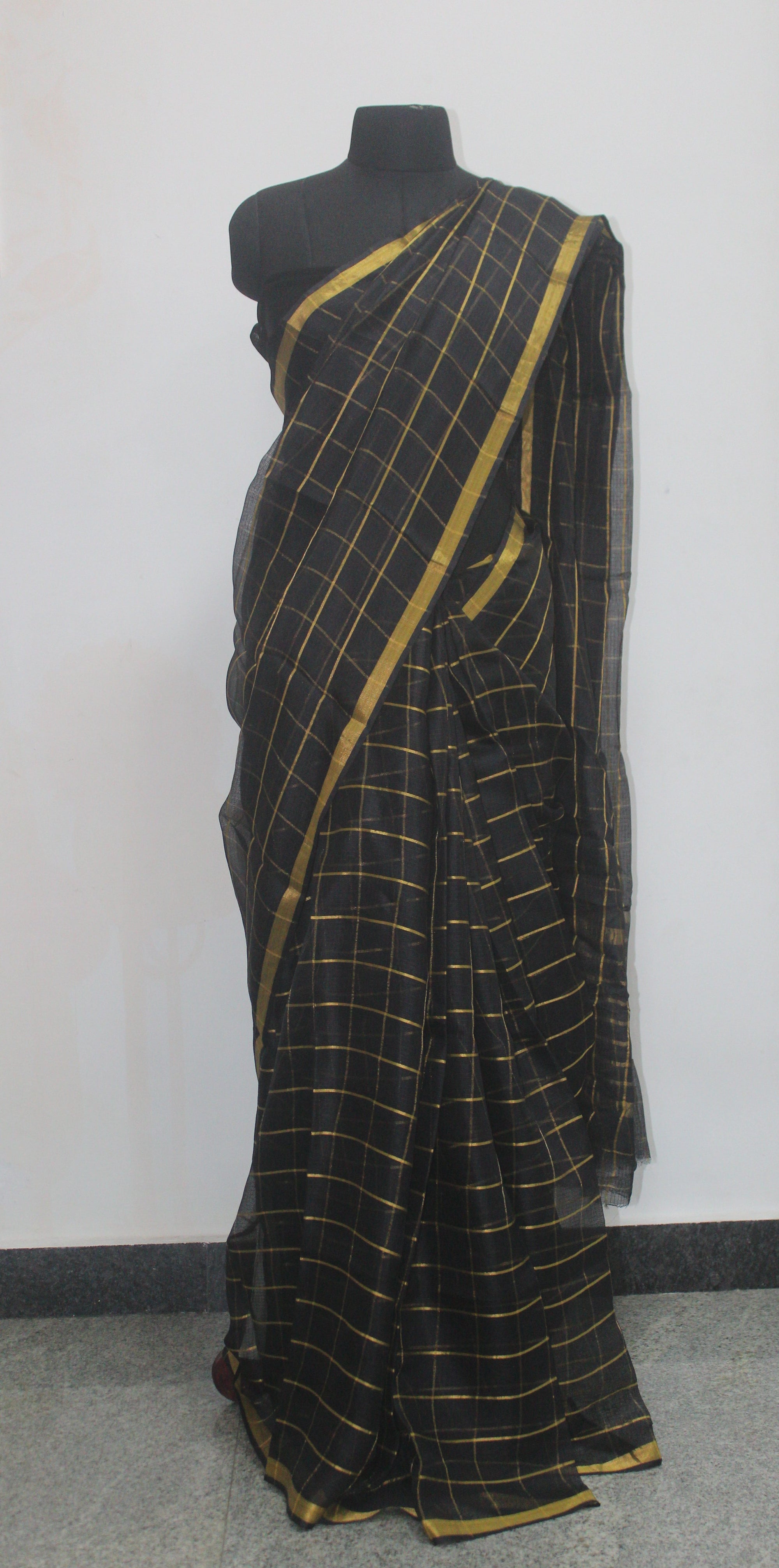Pure kota silk saree with zari checks