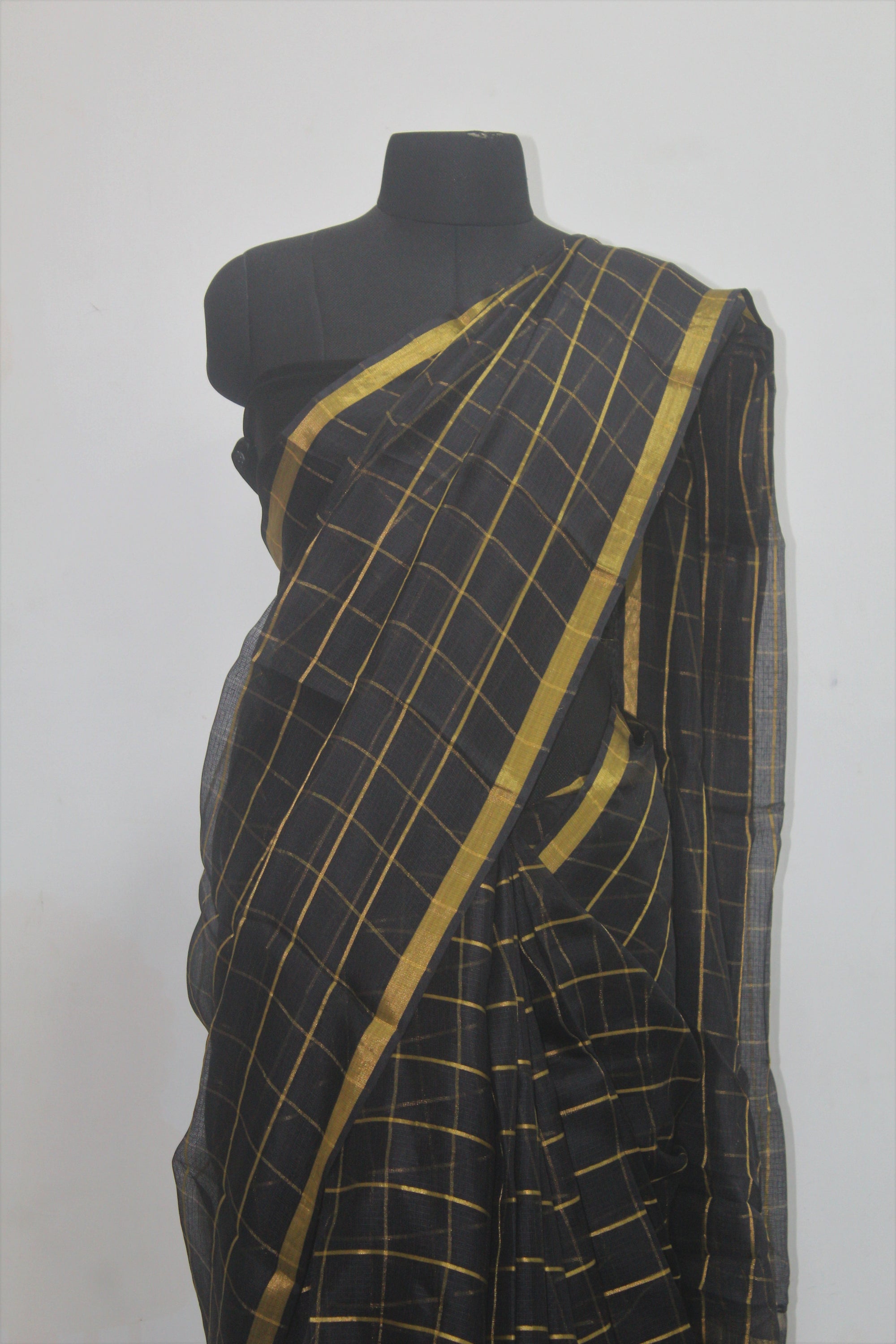 Pure kota silk saree with zari checks