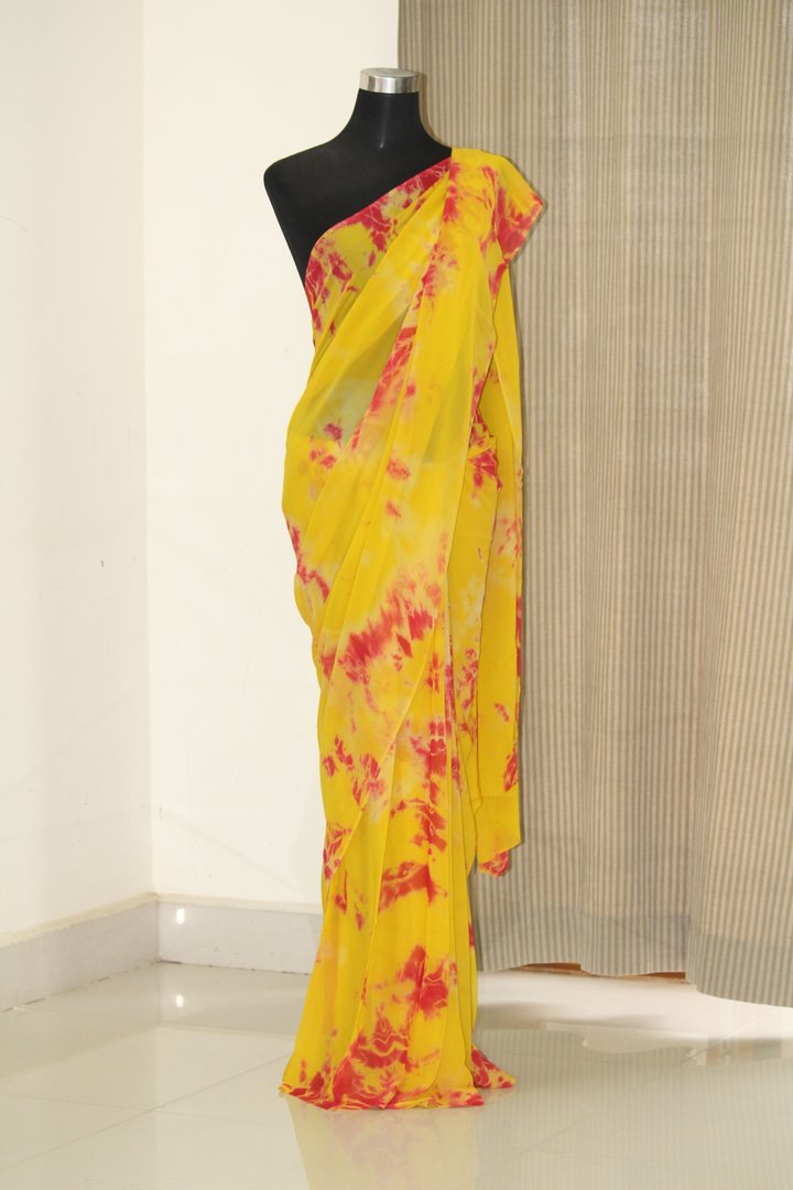 Shibori tie and dye pure georgette saree