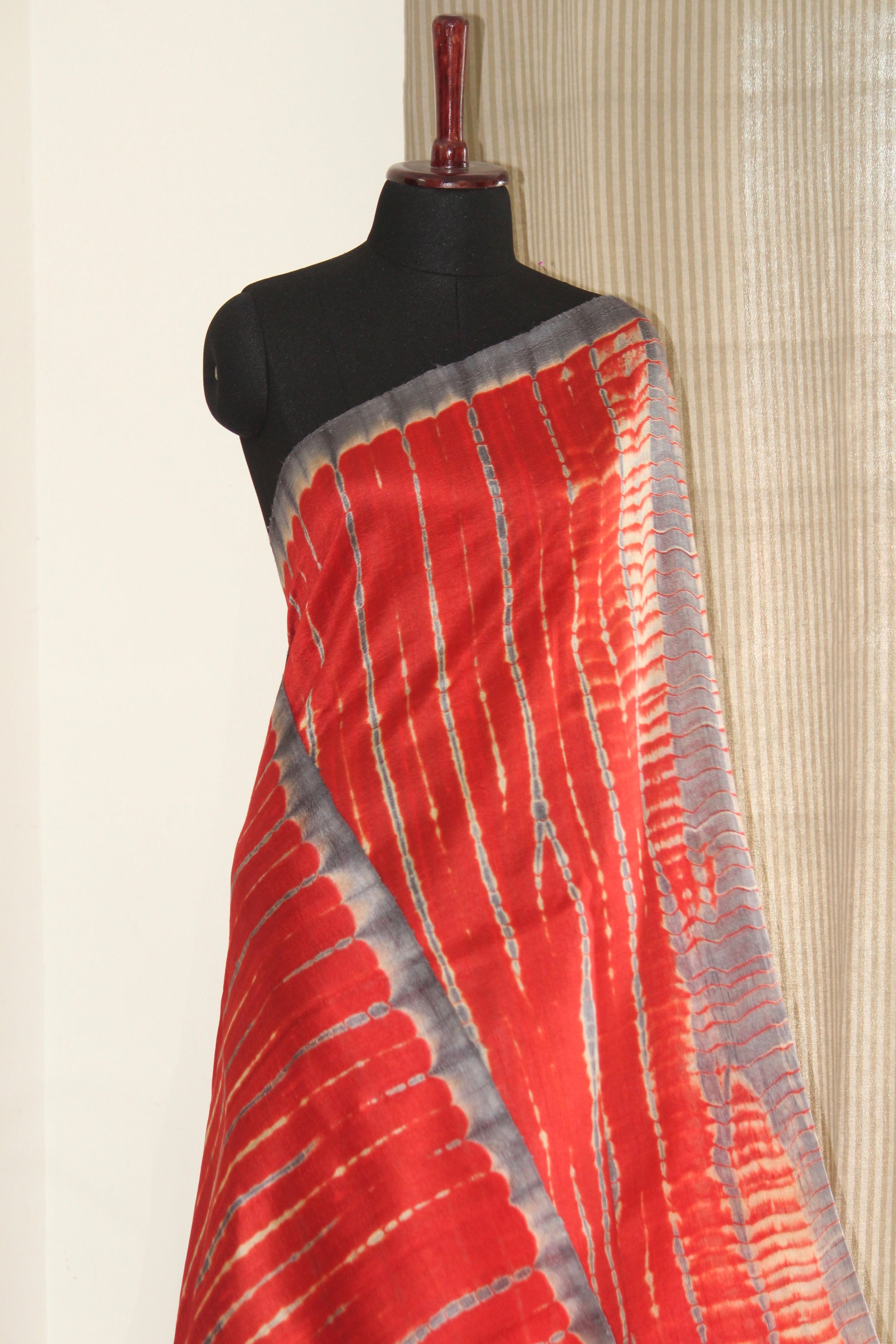Tie and dye pure raw silk saree