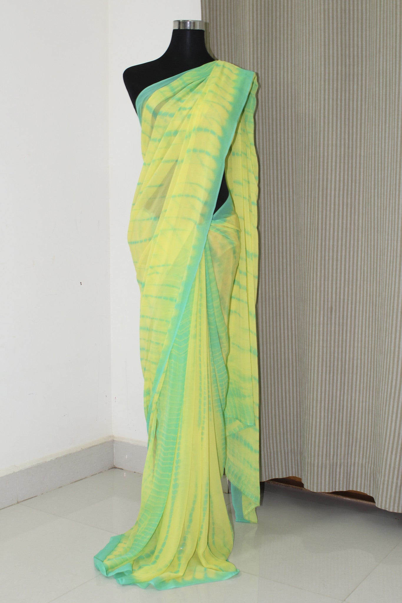 Shibori tie and dye georgette saree