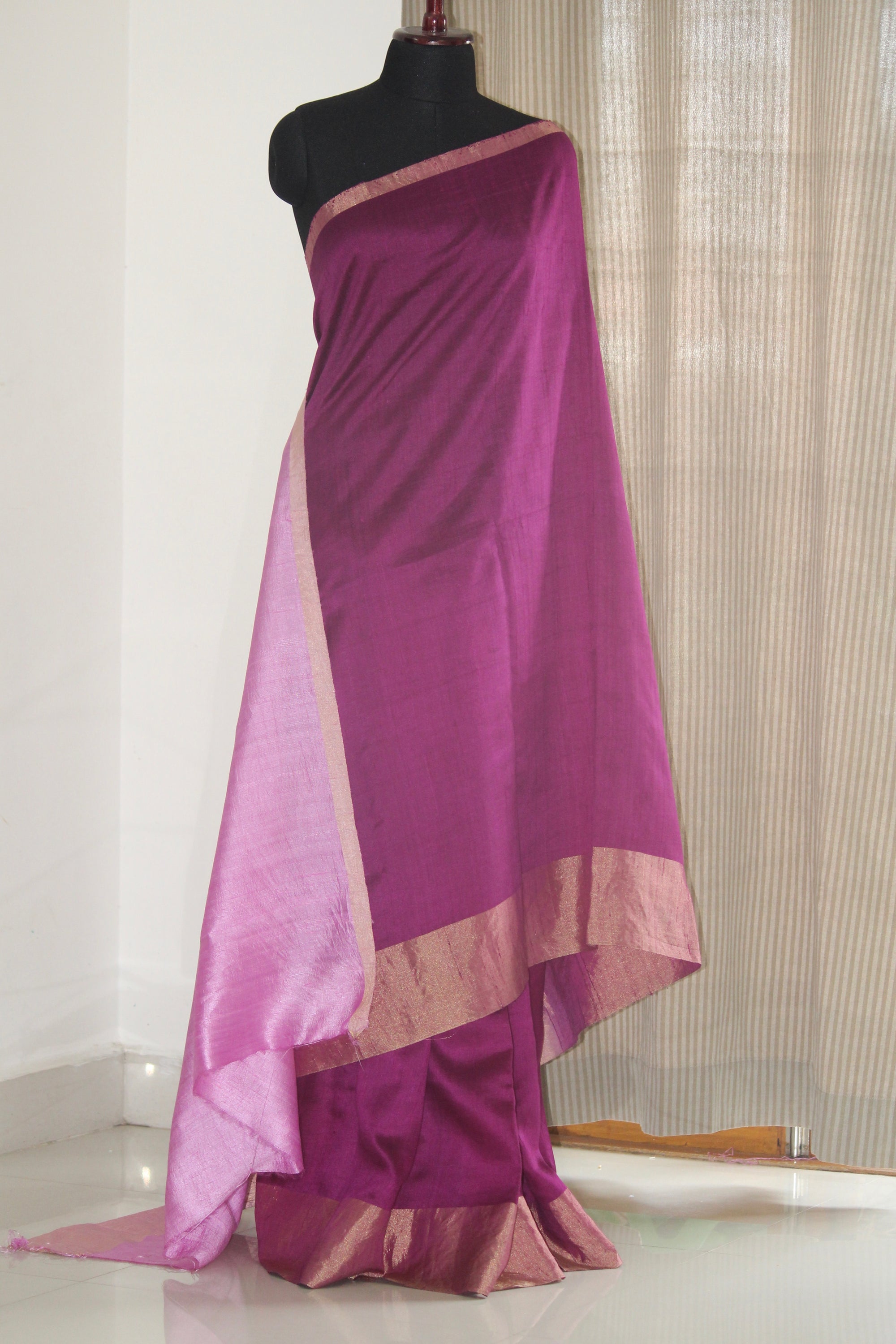 Pure raw silk saree with zari border