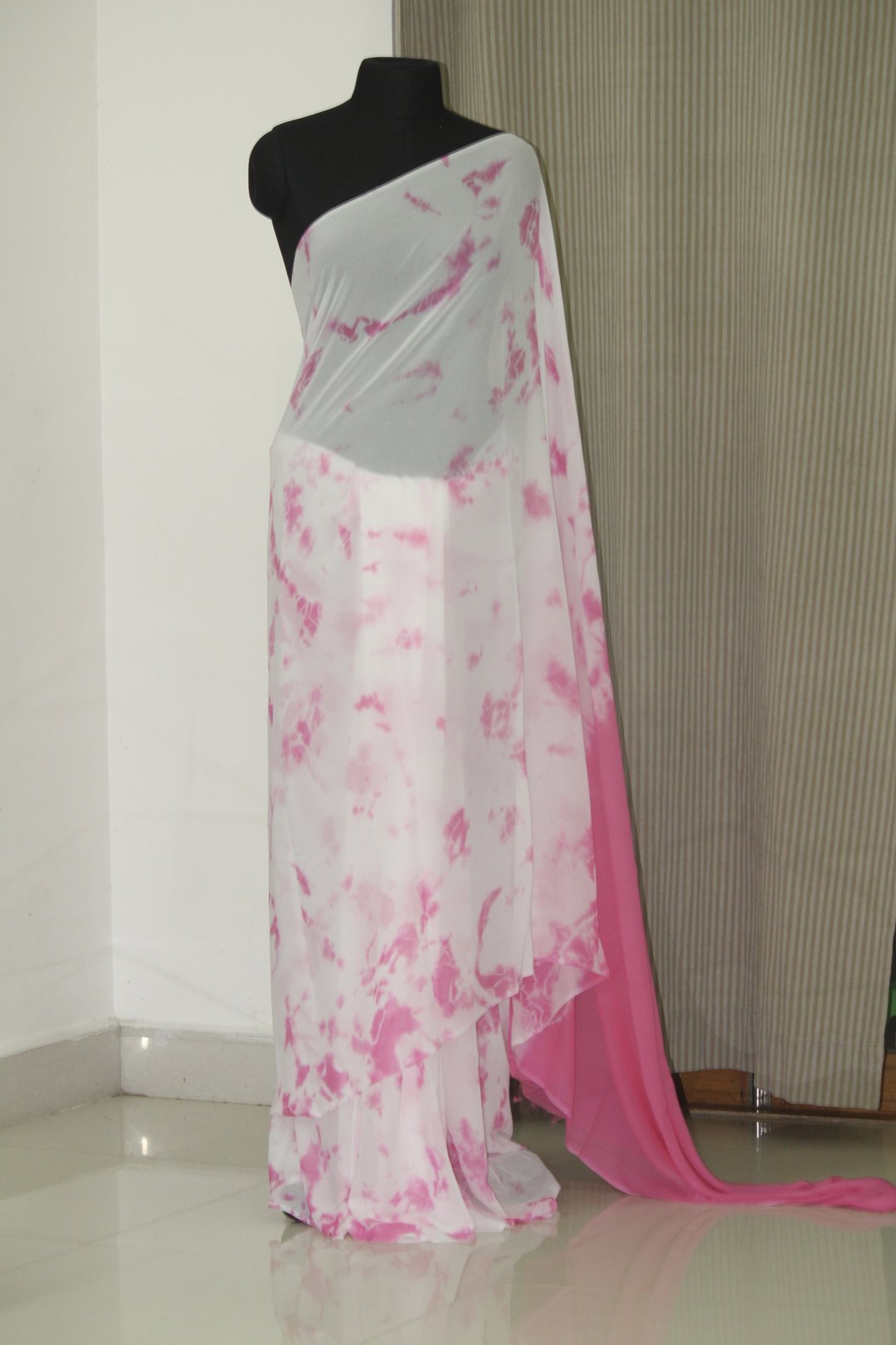 Shibori tie and dye pure georgette saree