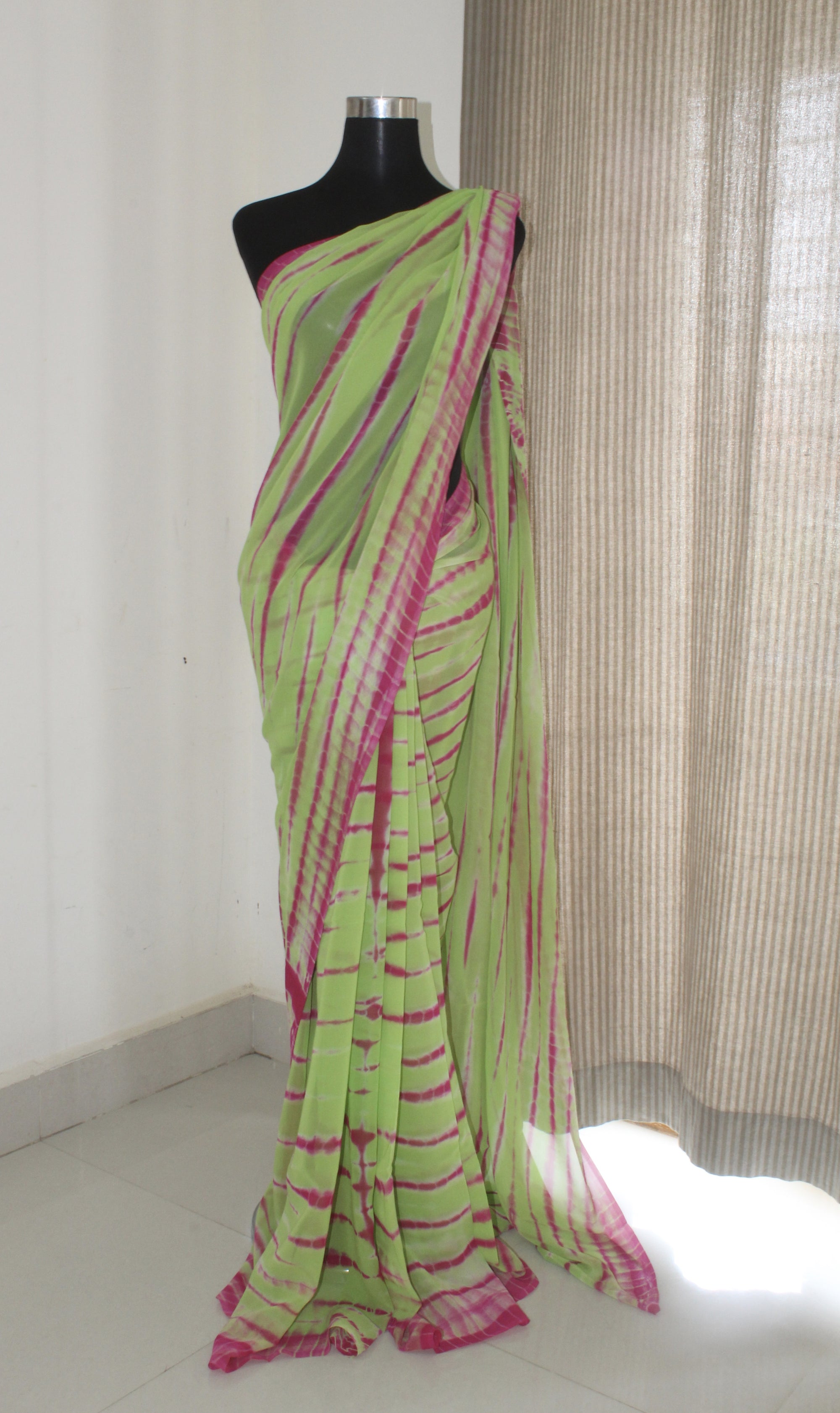 Shibori tie and dye pure georgette saree