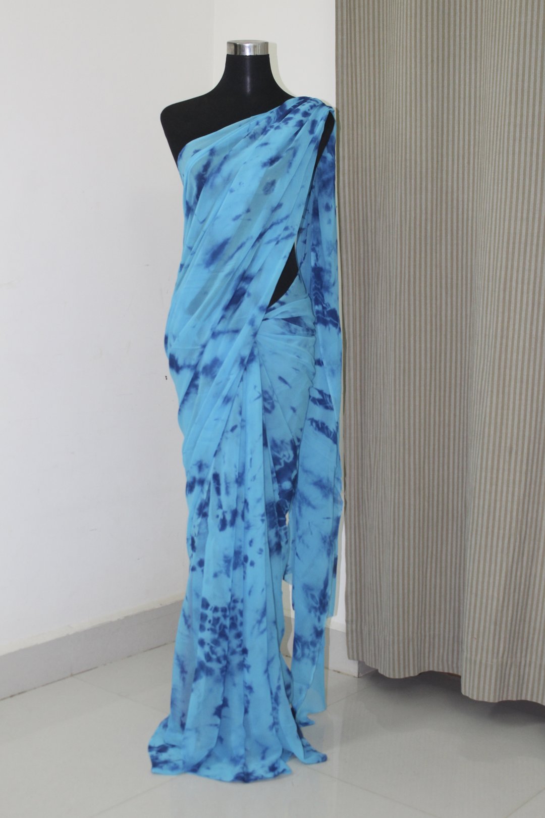 Shibori tie and dye pure georgette saree