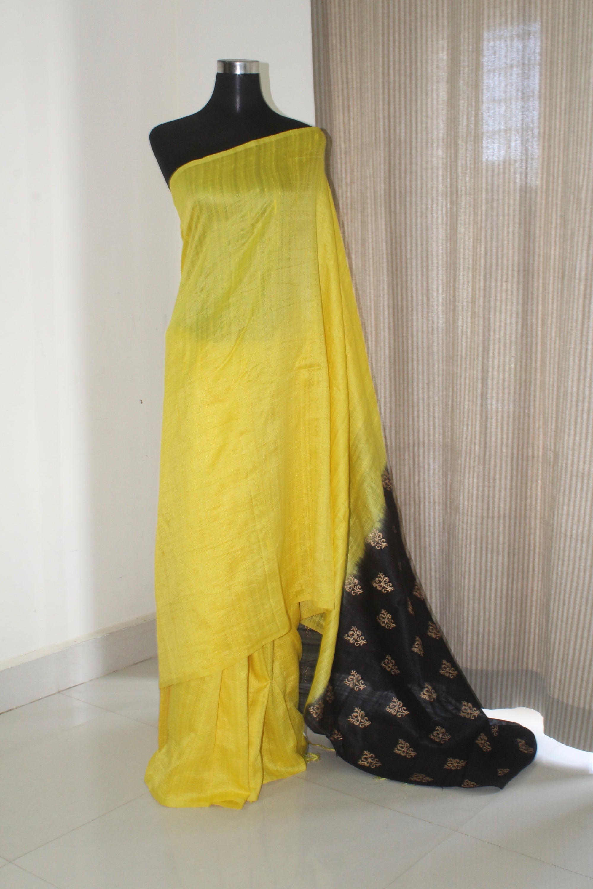 Dupion pure raw silk saree with gold print