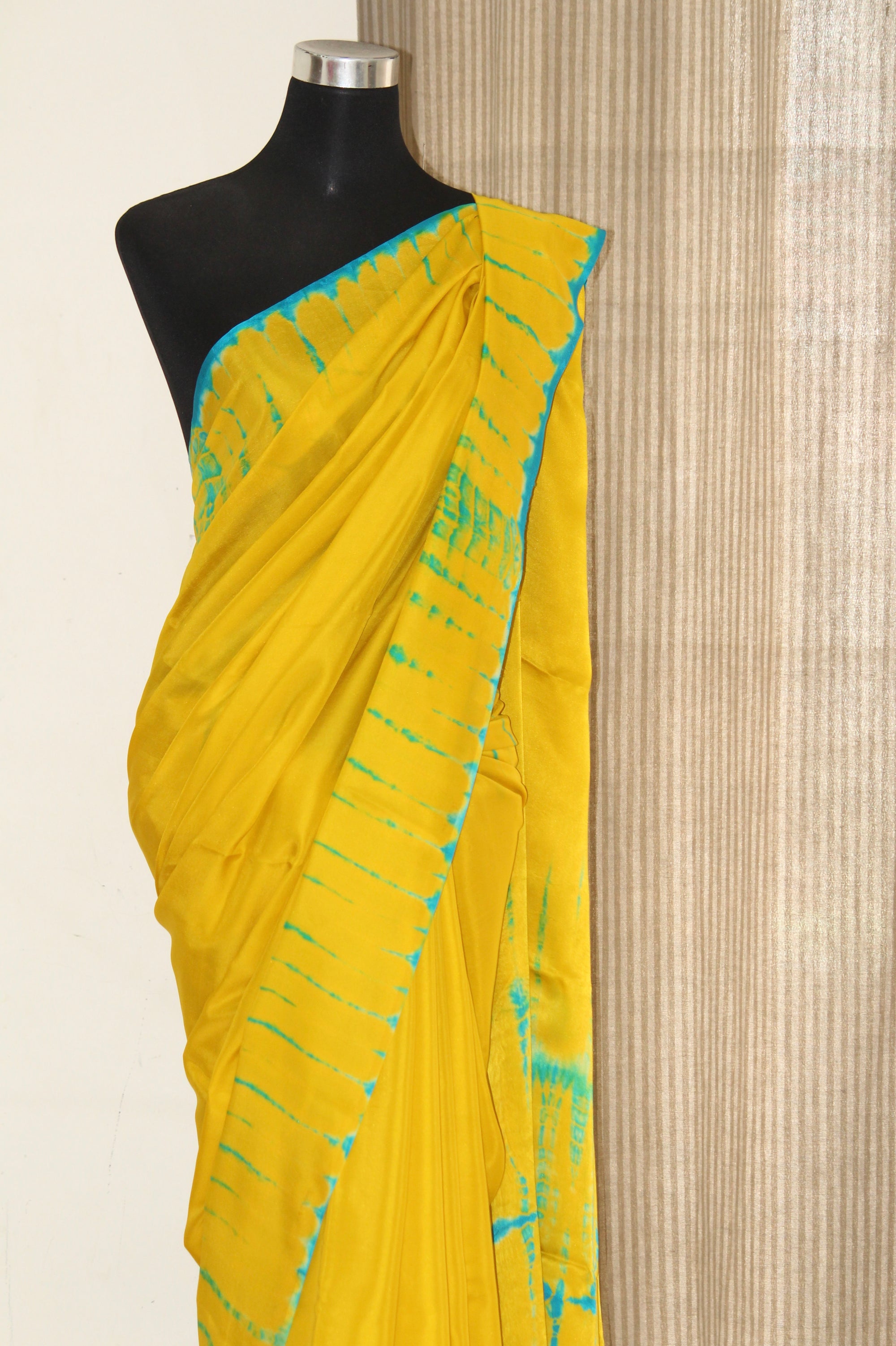 Tie and dye pure silk satin saree