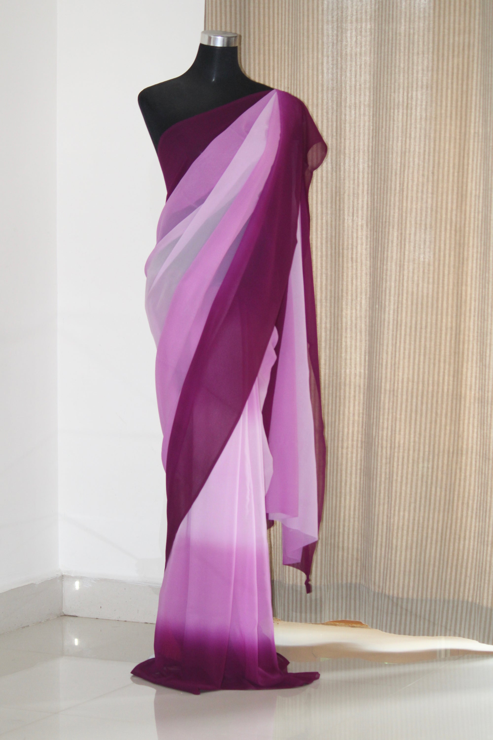Shaded pure silk georgette saree