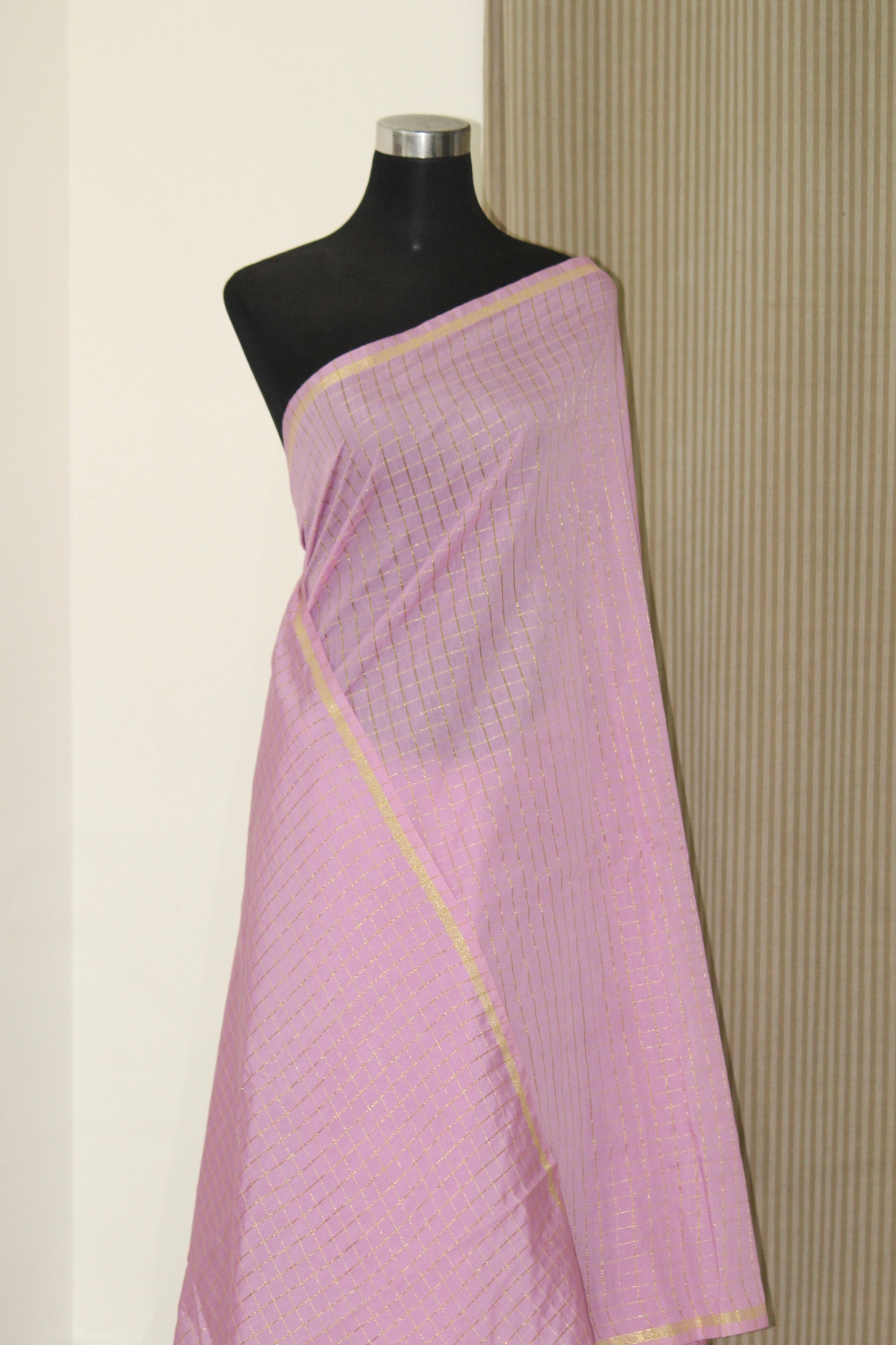 Silk cotton zari checks saree