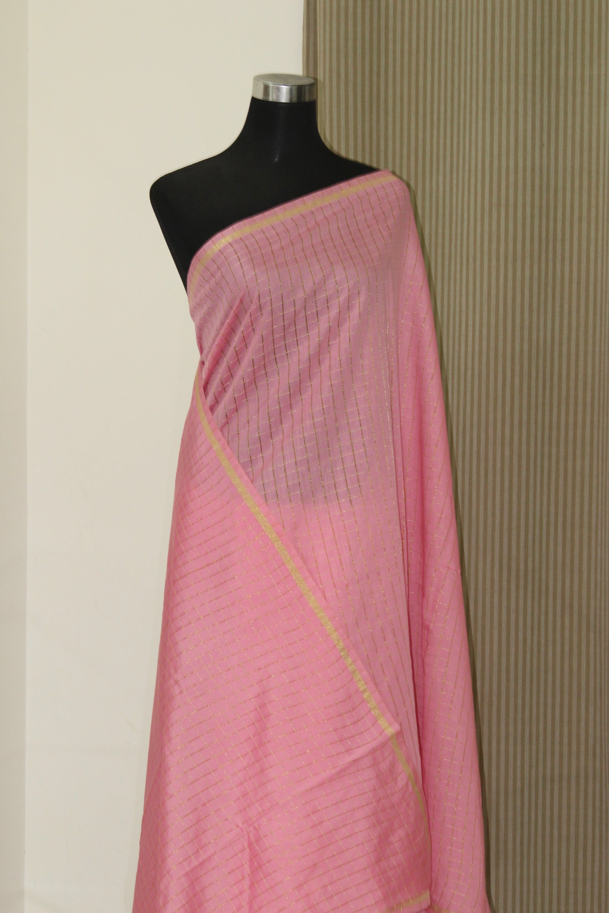 Silk cotton zari checks saree