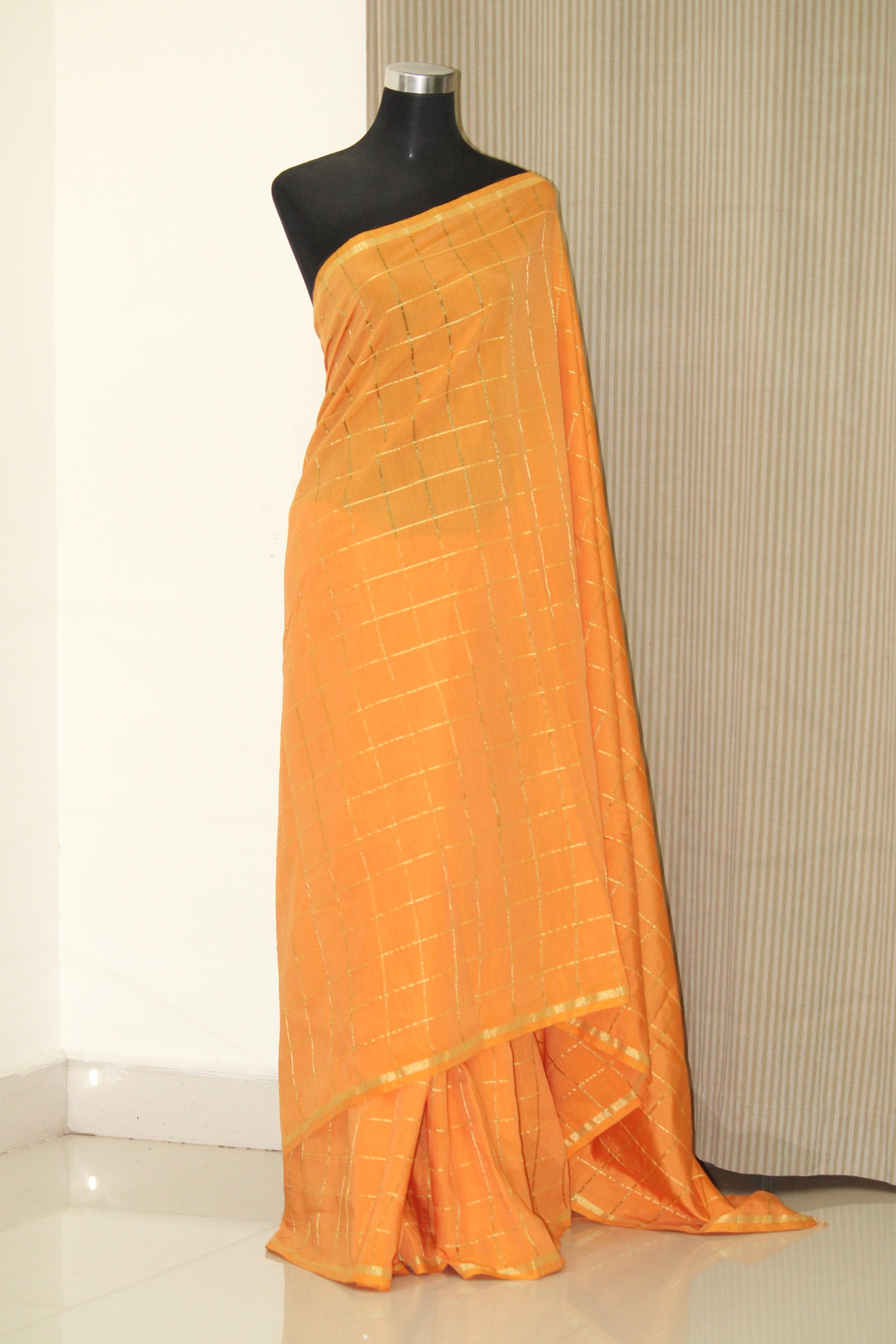 Silk zari checks saree