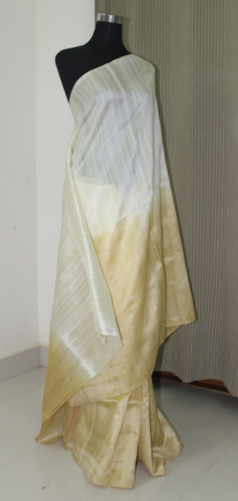 Pure raw silk saree in double shade