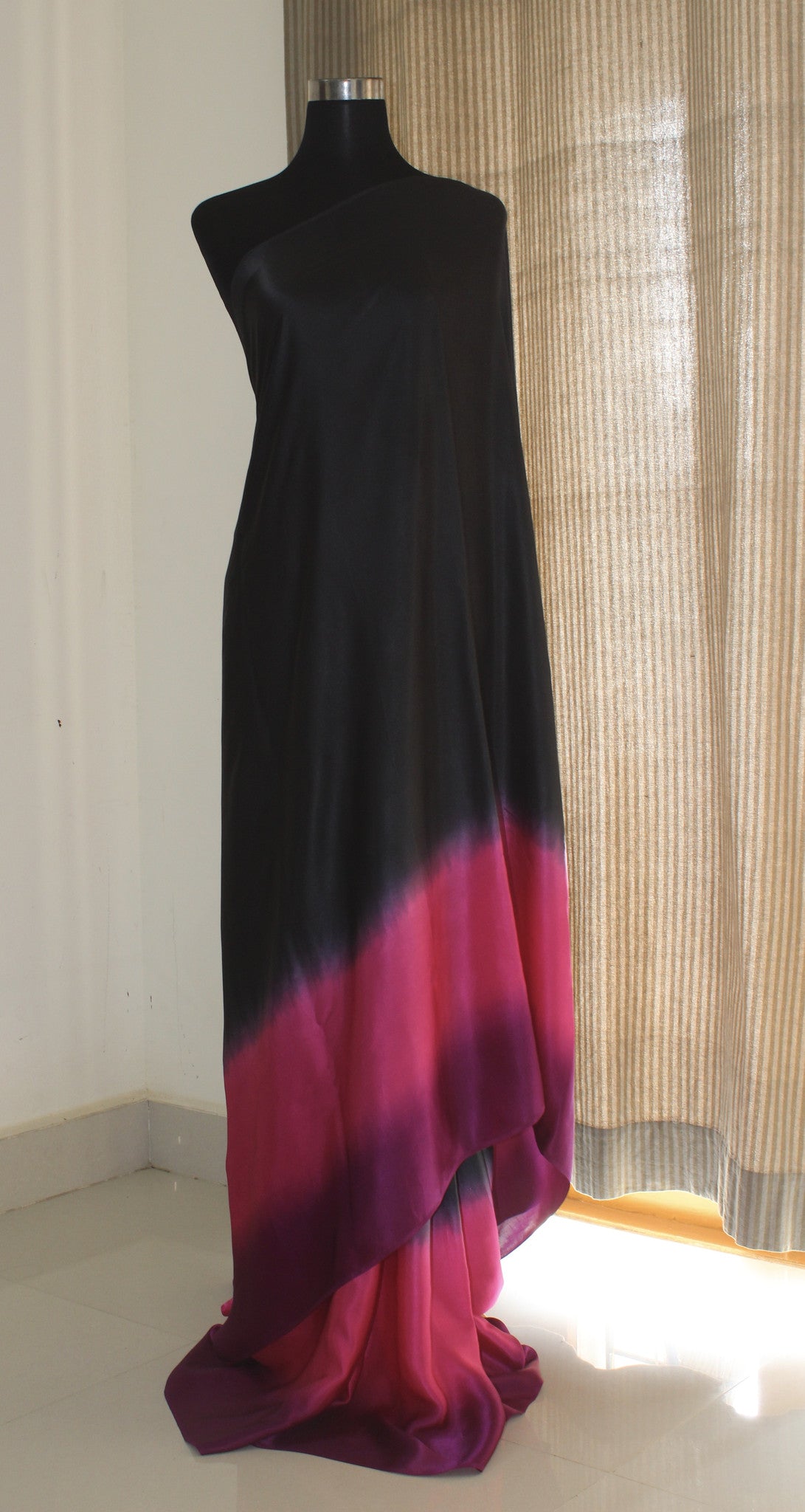 Multishaded pure silk satin saree