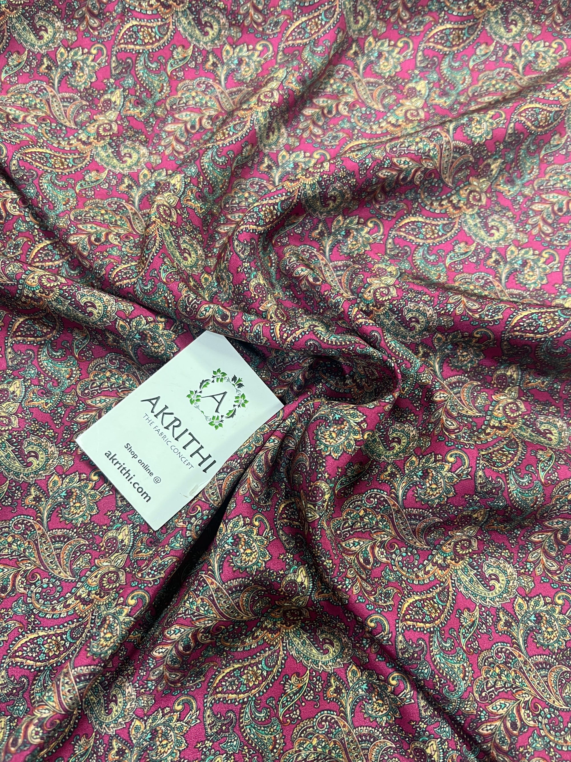 Digital floral printed crepe fabric
